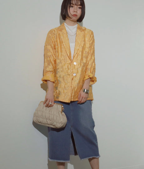 【低身長向けサイズ】ミモレ丈 タイト デニム スカート 83863