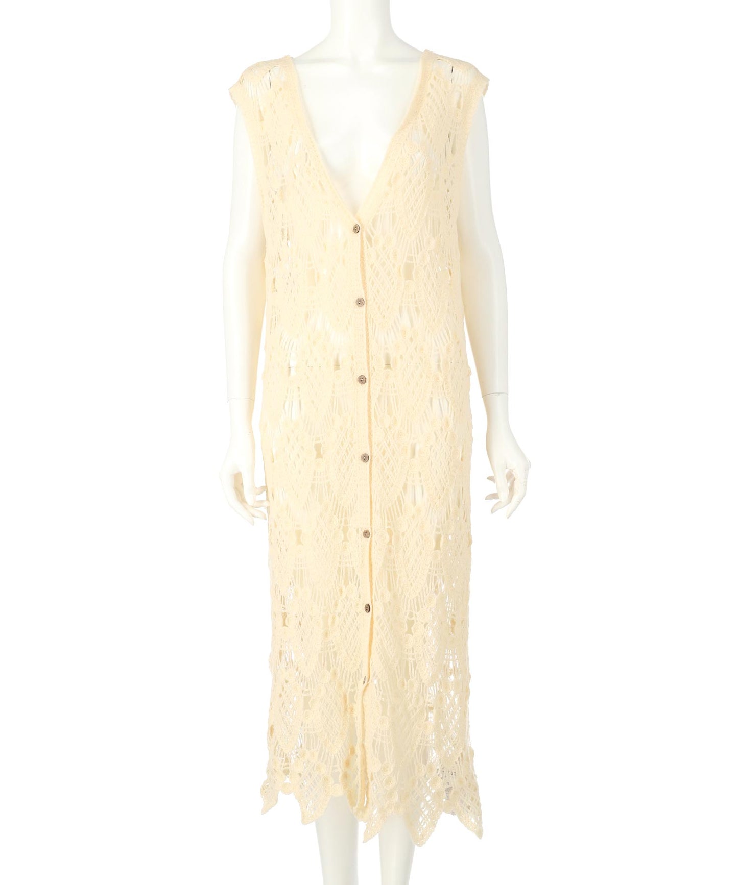 クロッシェ 編み ロング ジレ ベスト 814-6865