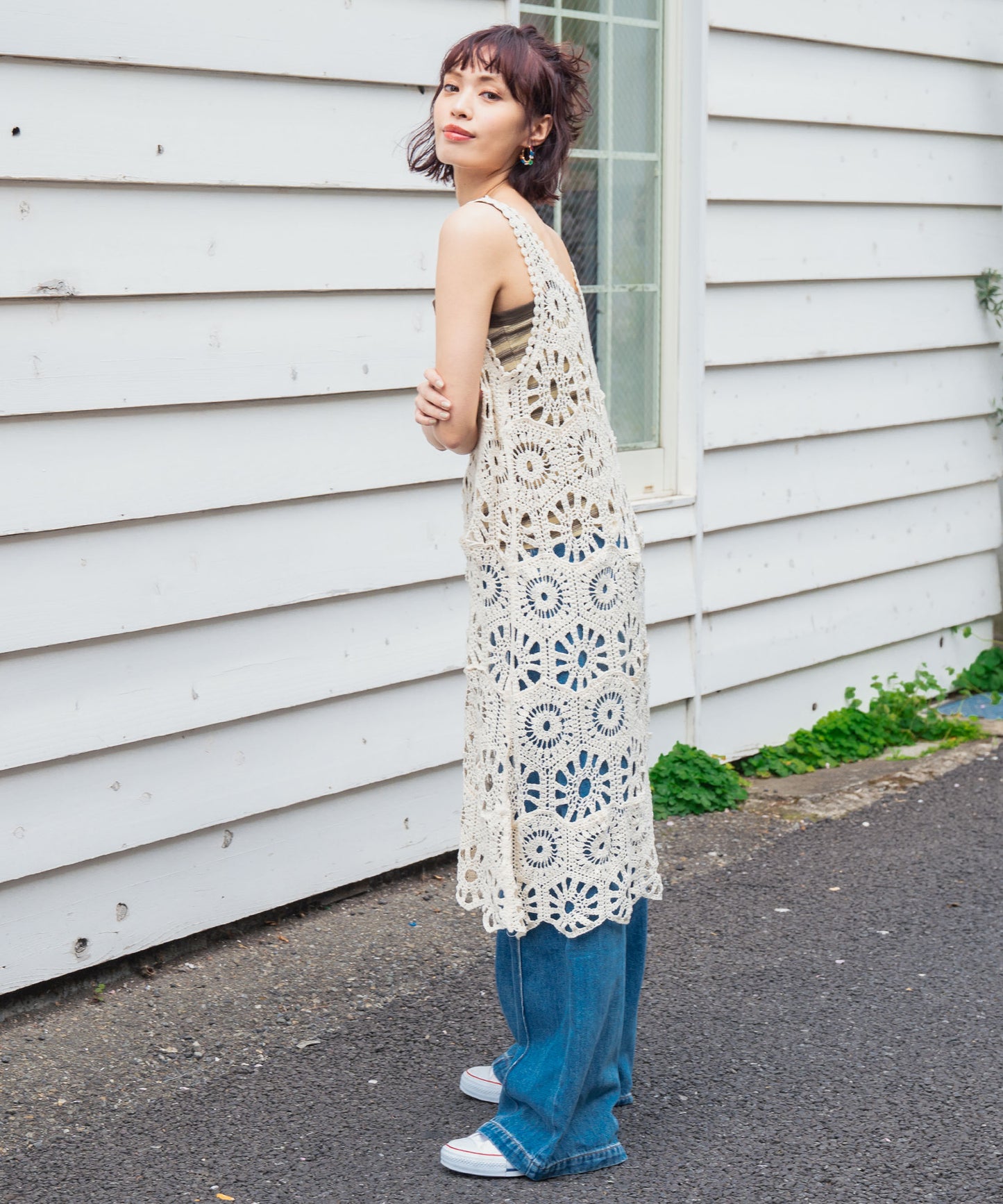 クロッシェ編み ロング ワンピース 817-6867