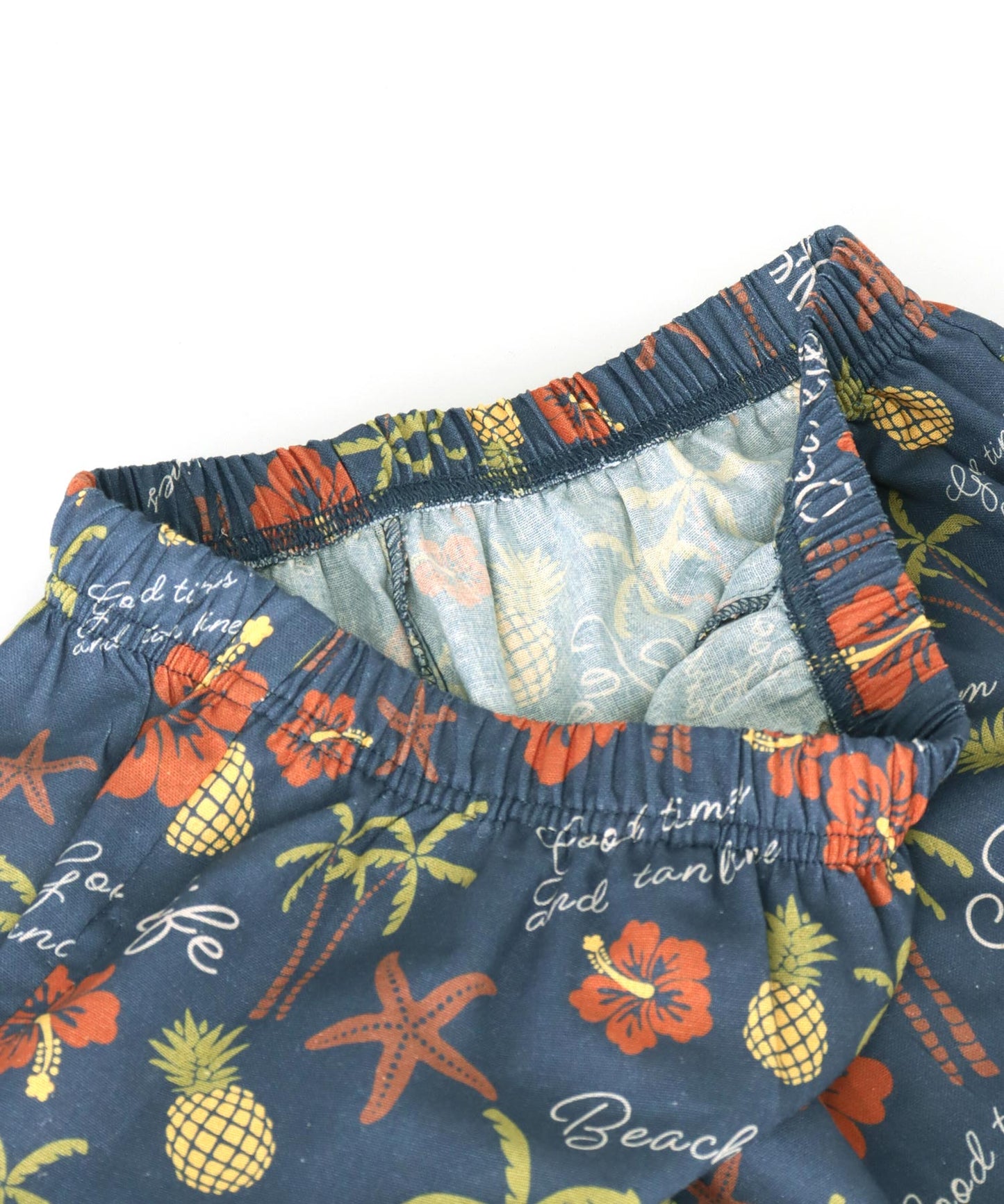 リネンライク アロハ柄 サーフ ショート パンツ 852-6037