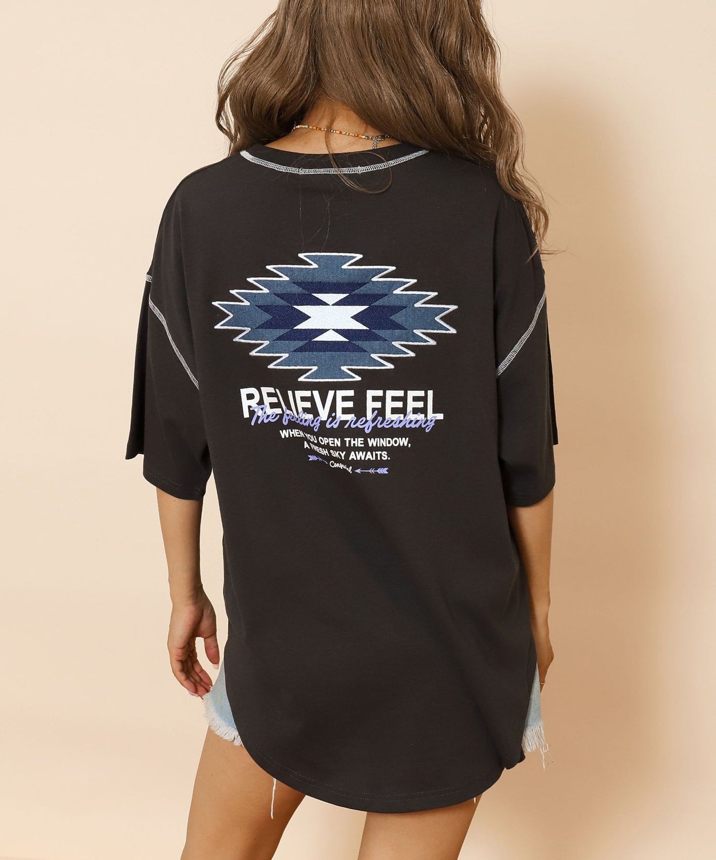 オルテガ デニム ワッペン オーバーサイズ 半袖 Tシャツ 853-5930