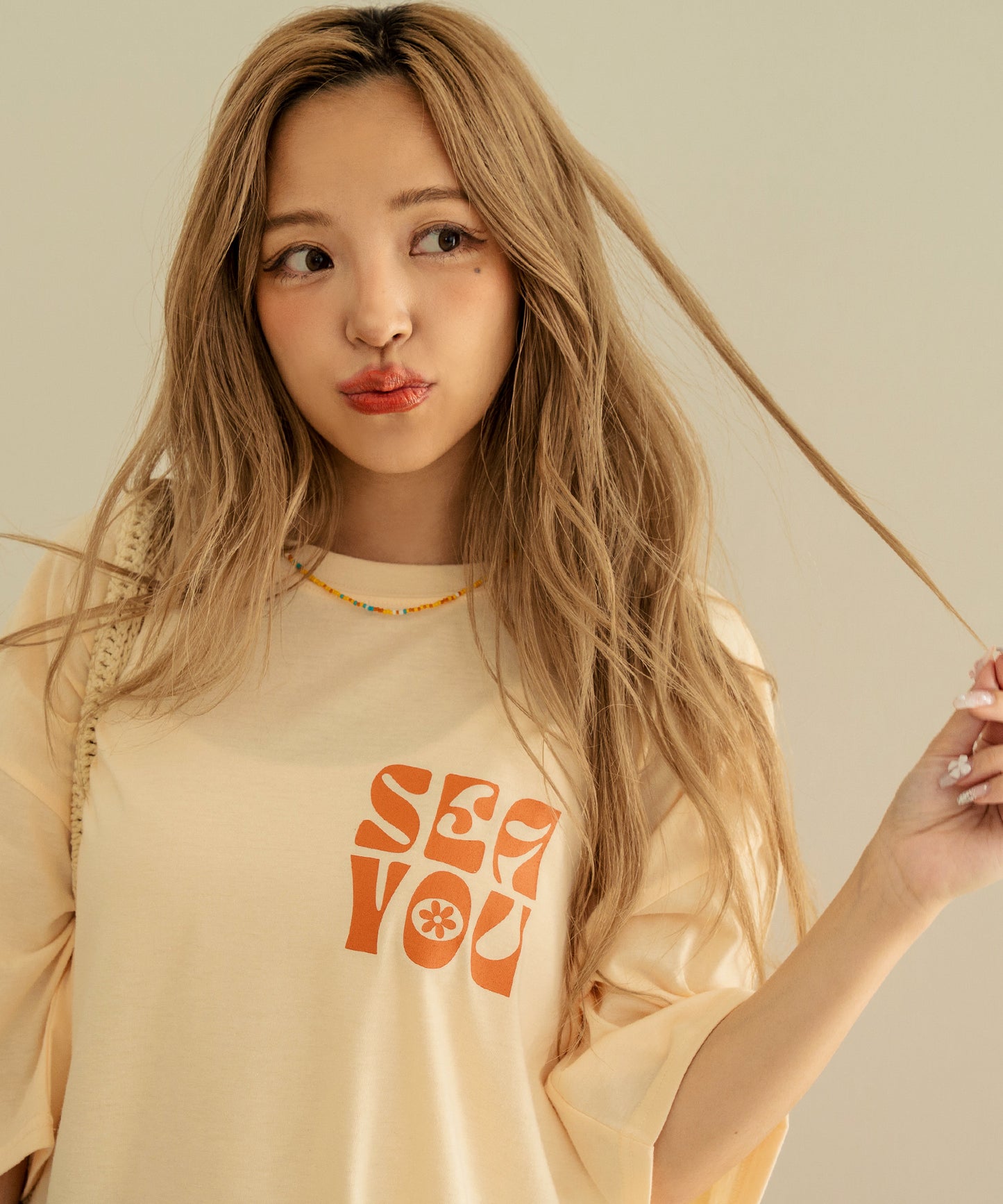 ヴィンテージ風 フラワー プリント ビッグ Tシャツ 853-5954