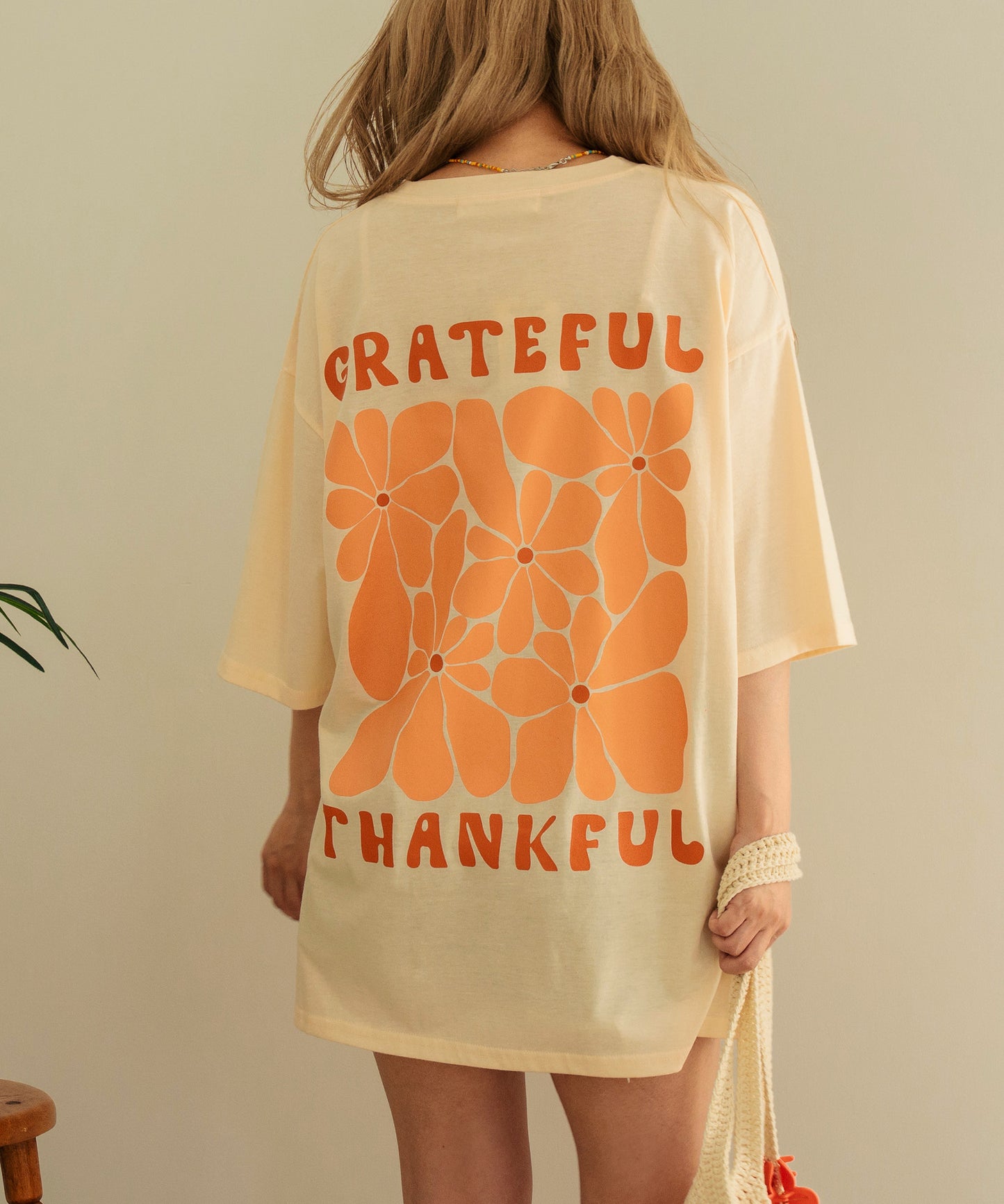 ヴィンテージ風 フラワー プリント ビッグ Tシャツ 853-5954