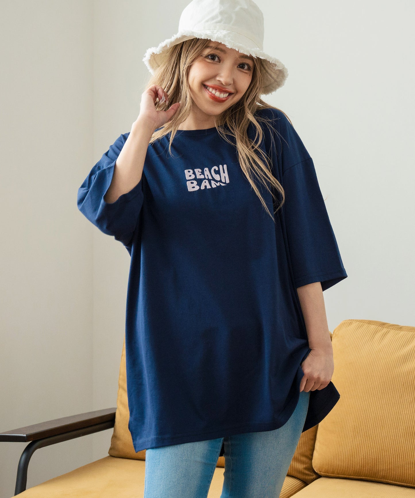 SEA モチーフ プリント ビッグ Tシャツ 853-5955