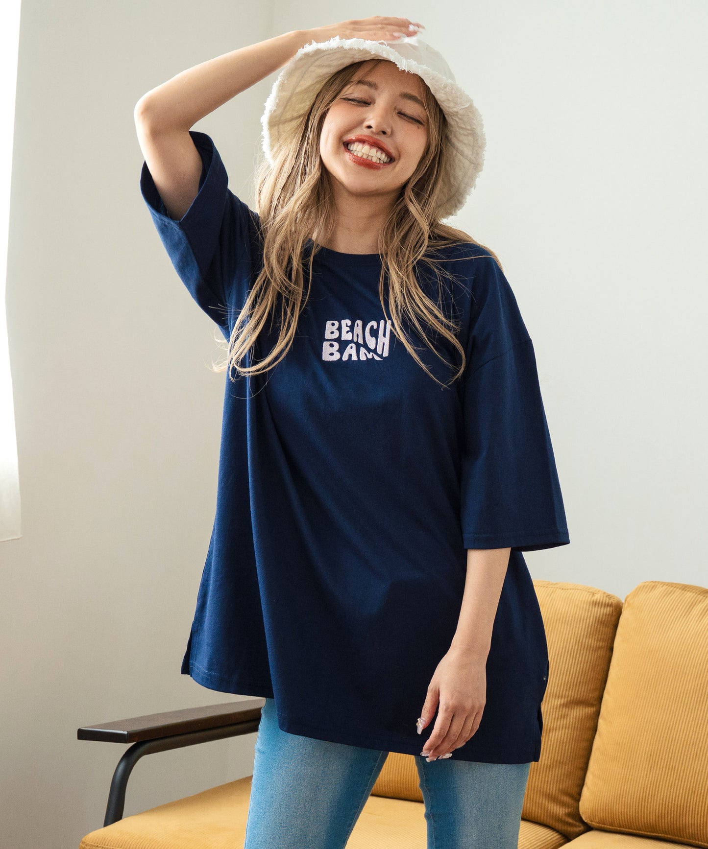 SEA モチーフ プリント ビッグ Tシャツ 853-5955