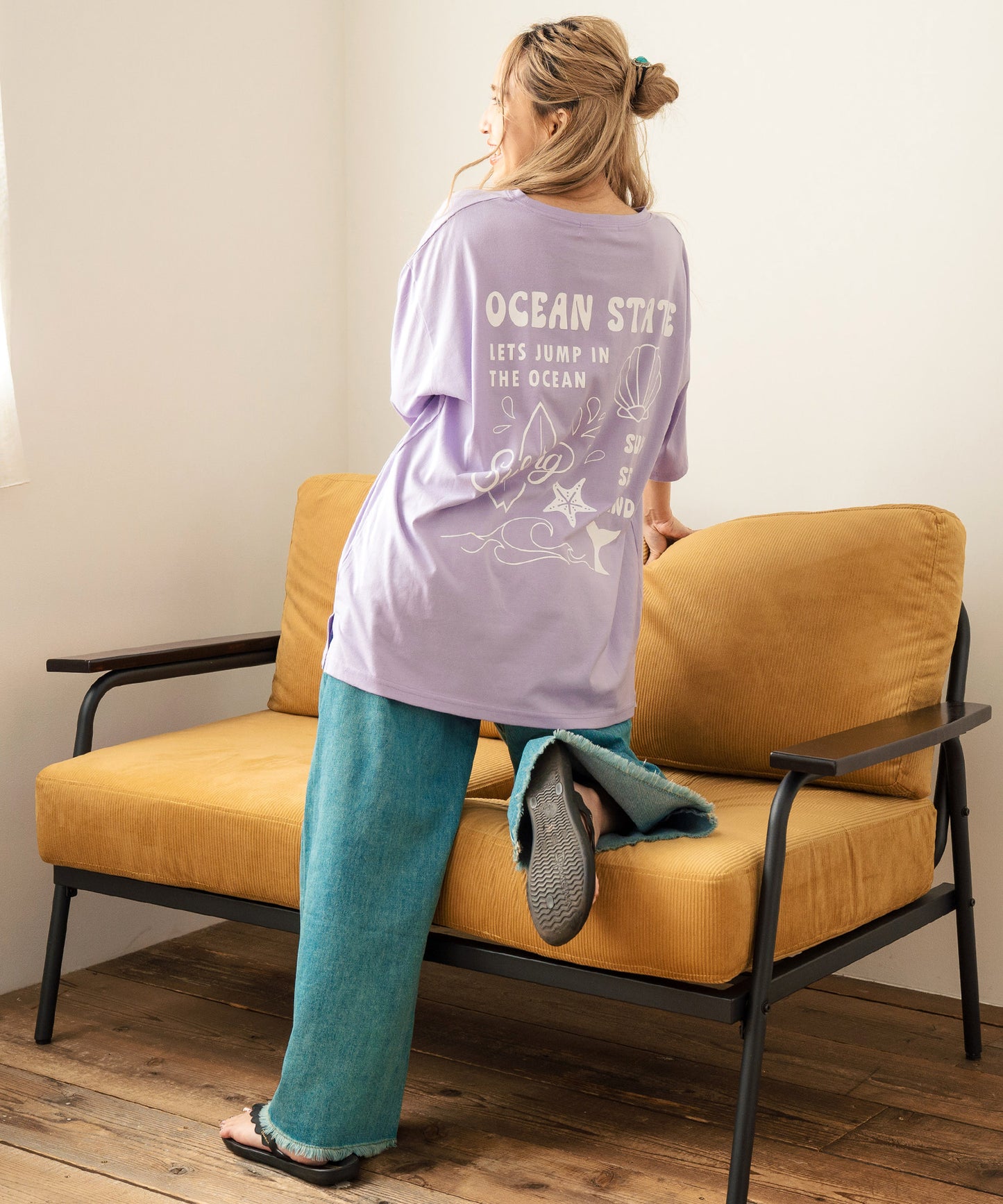SEA モチーフ プリント ビッグ Tシャツ 853-5955