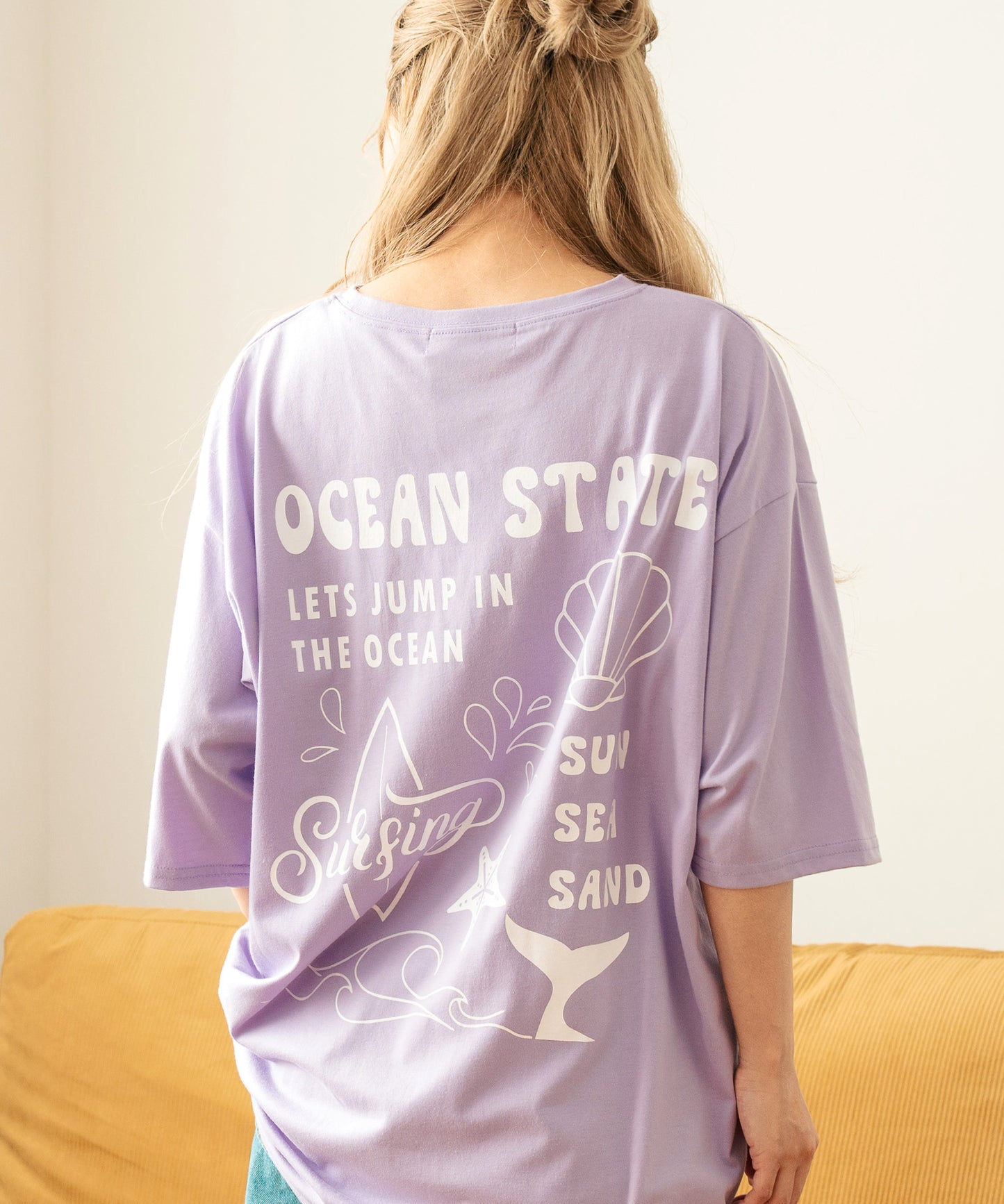 SEA モチーフ プリント ビッグ Tシャツ 853-5955