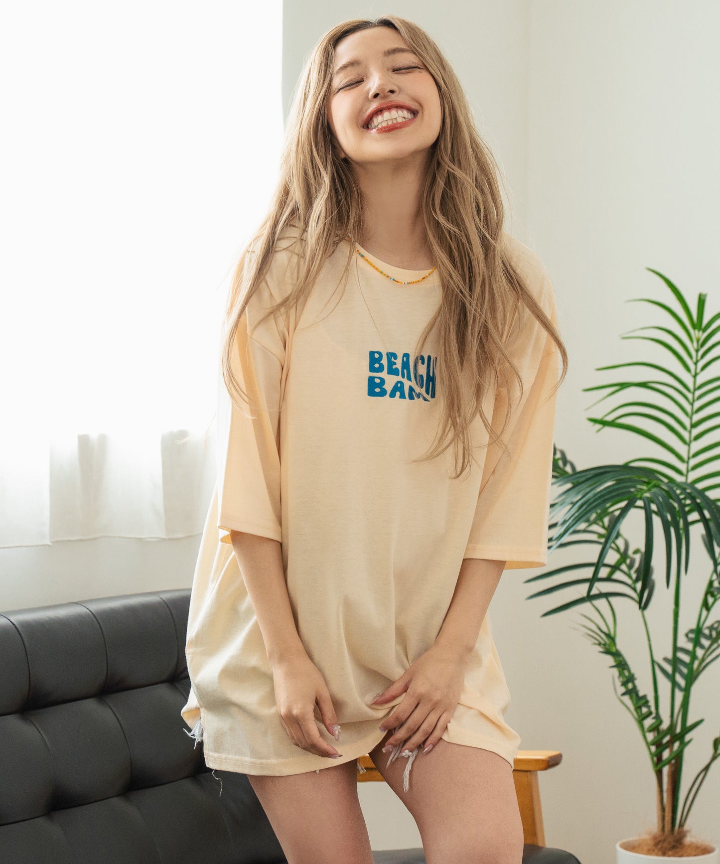 SEA モチーフ プリント ビッグ Tシャツ 853-5955