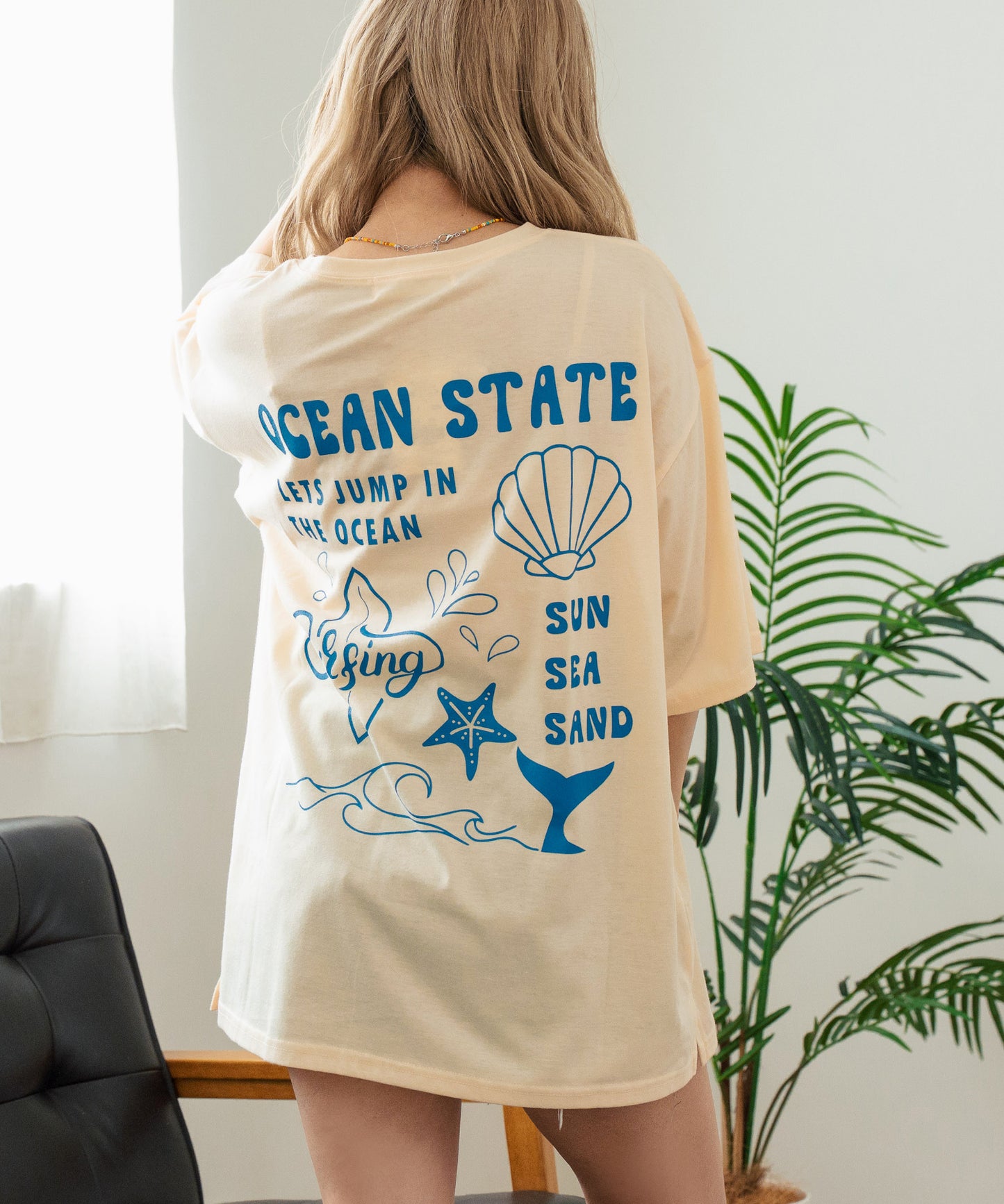 SEA モチーフ プリント ビッグ Tシャツ 853-5955