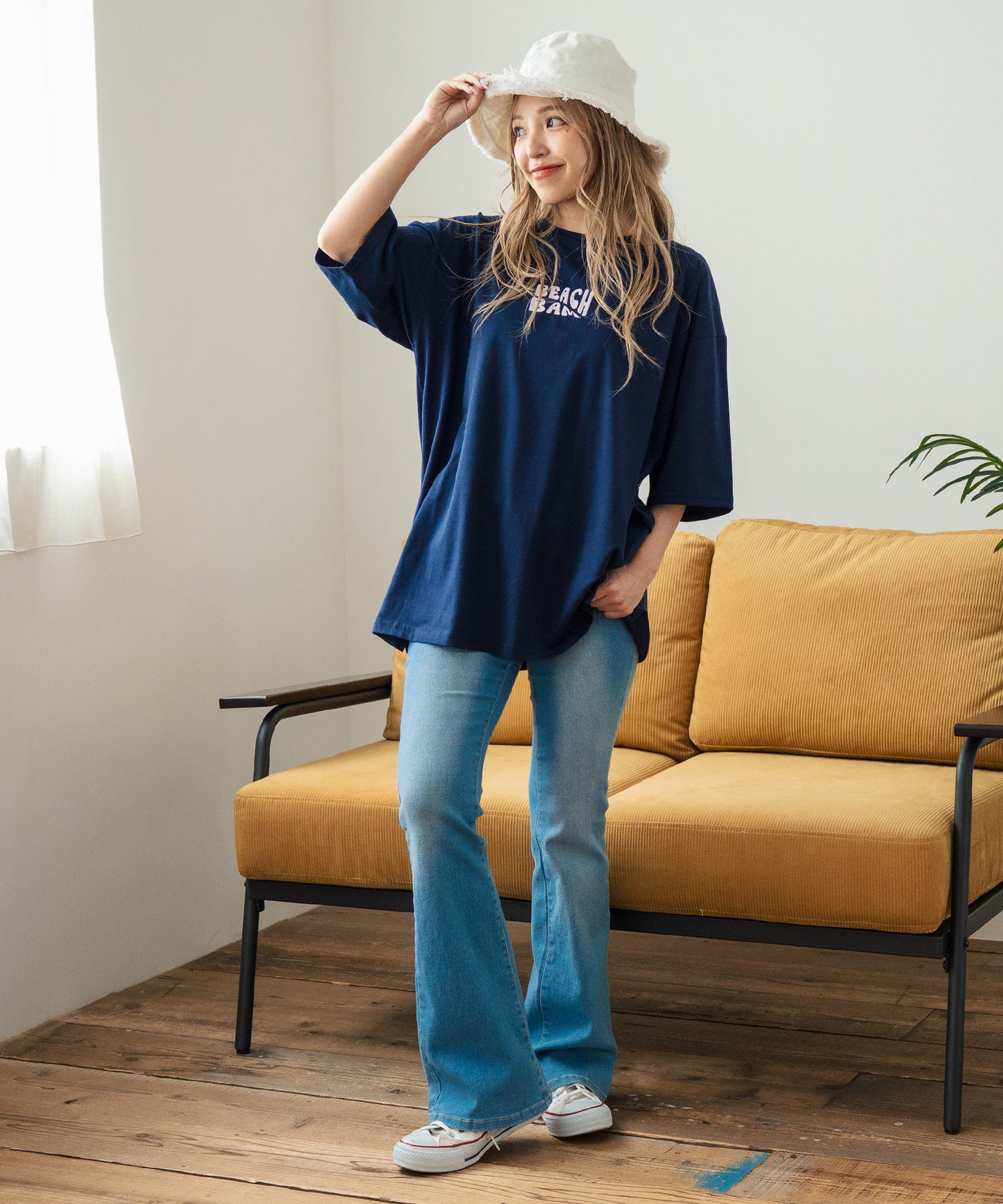 SEA モチーフ プリント ビッグ Tシャツ 853-5955