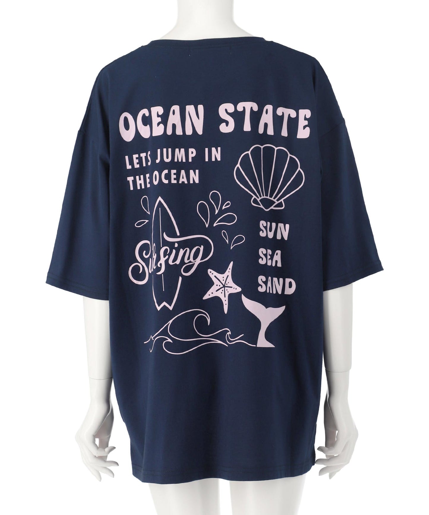 SEA モチーフ プリント ビッグ Tシャツ 853-5955