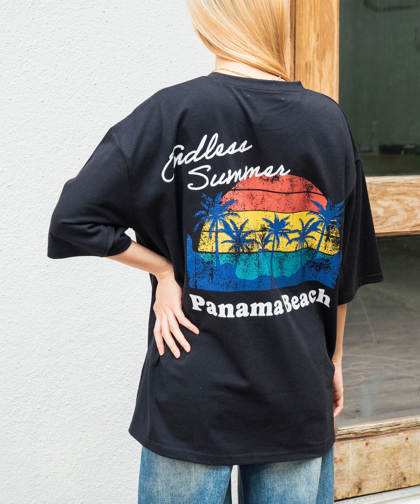 ビーチ グラフィック プリント ポケット ビッグ Tシャツ 853-5956