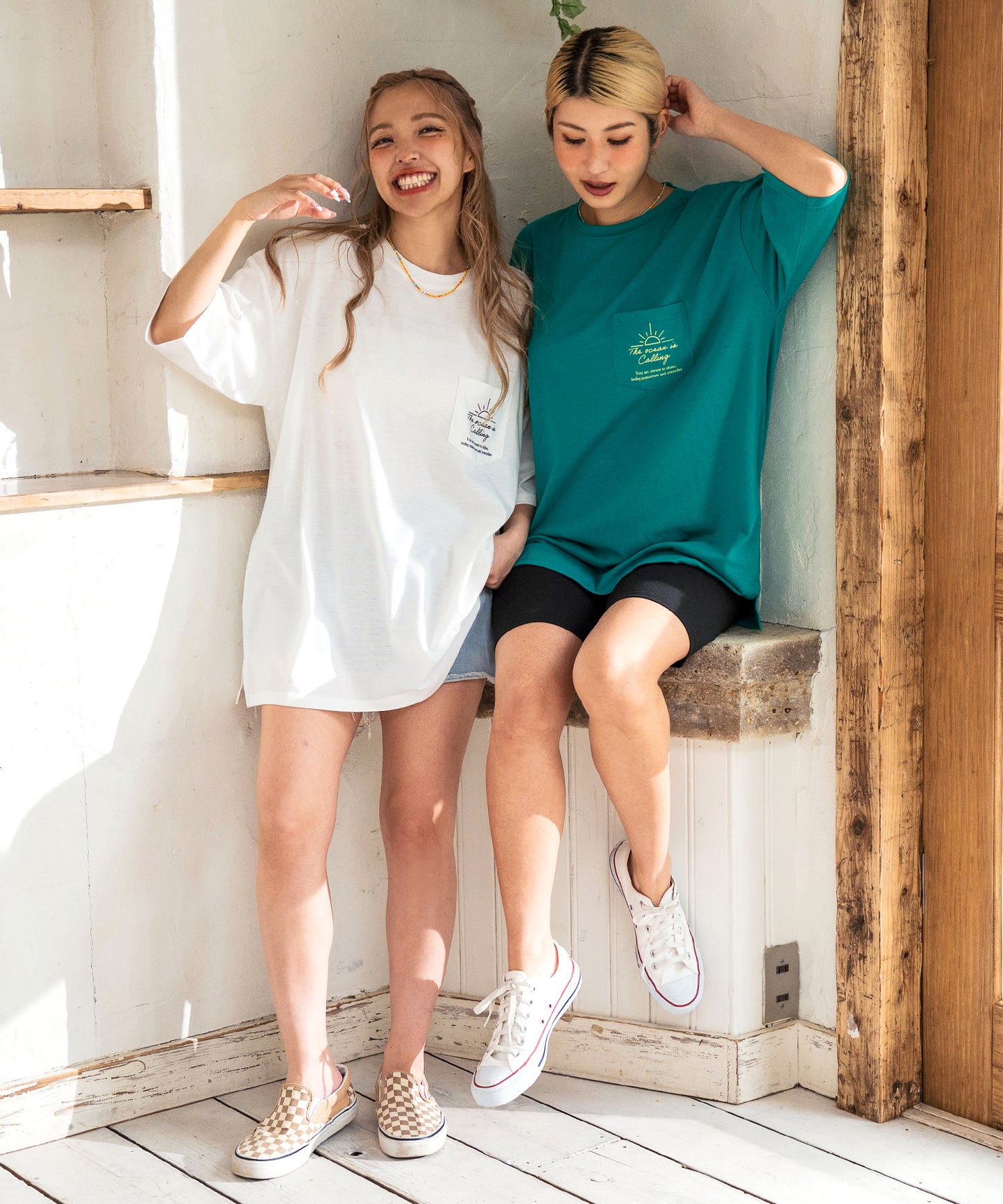 ビーチ グラフィック プリント ポケット ビッグ Tシャツ 853-5956