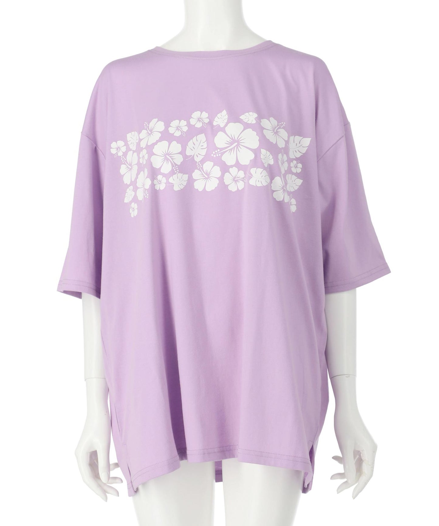 バック ハイビスカス プリント オーバーサイズ Tシャツ 853-5957