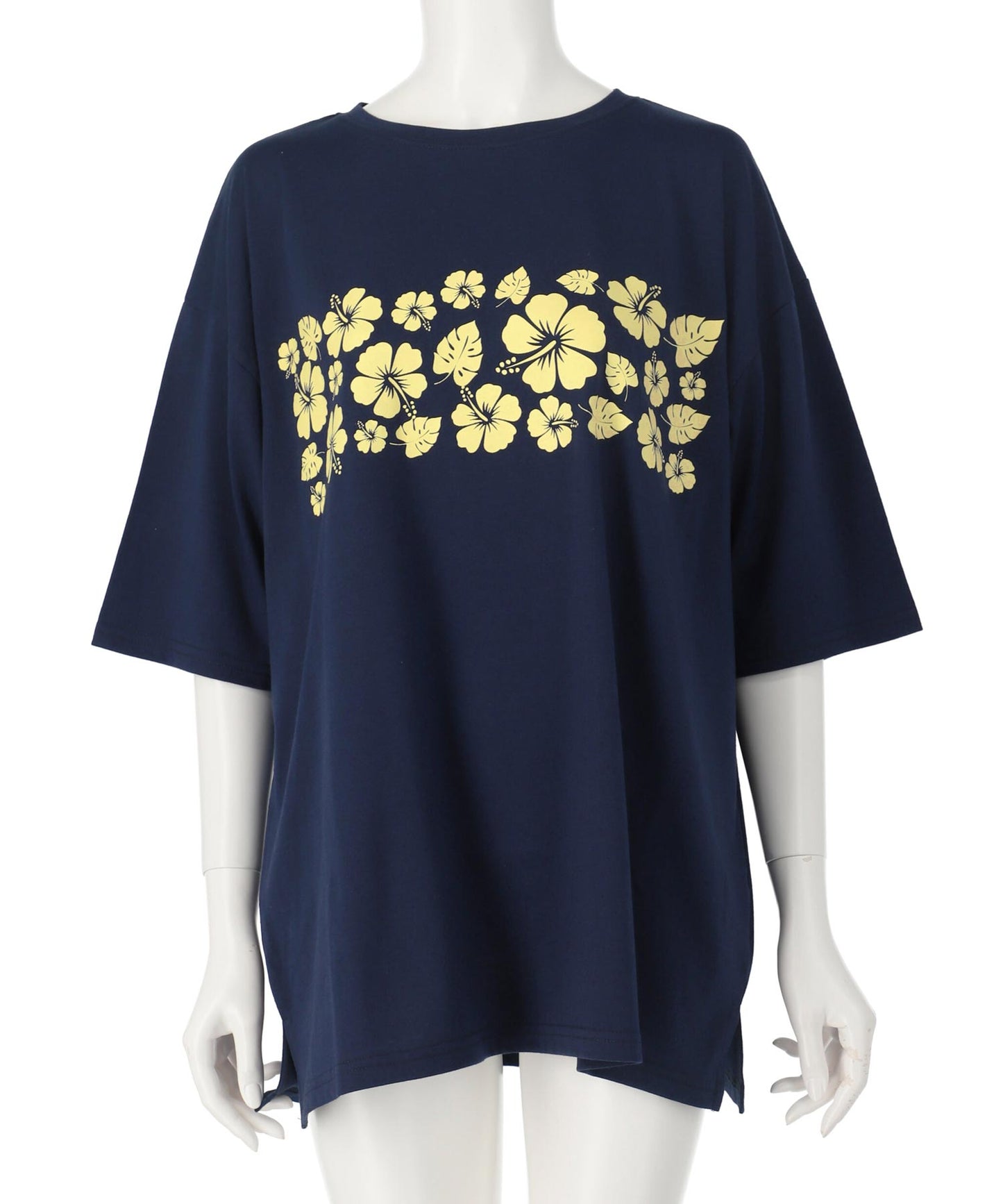 バック ハイビスカス プリント オーバーサイズ Tシャツ 853-5957
