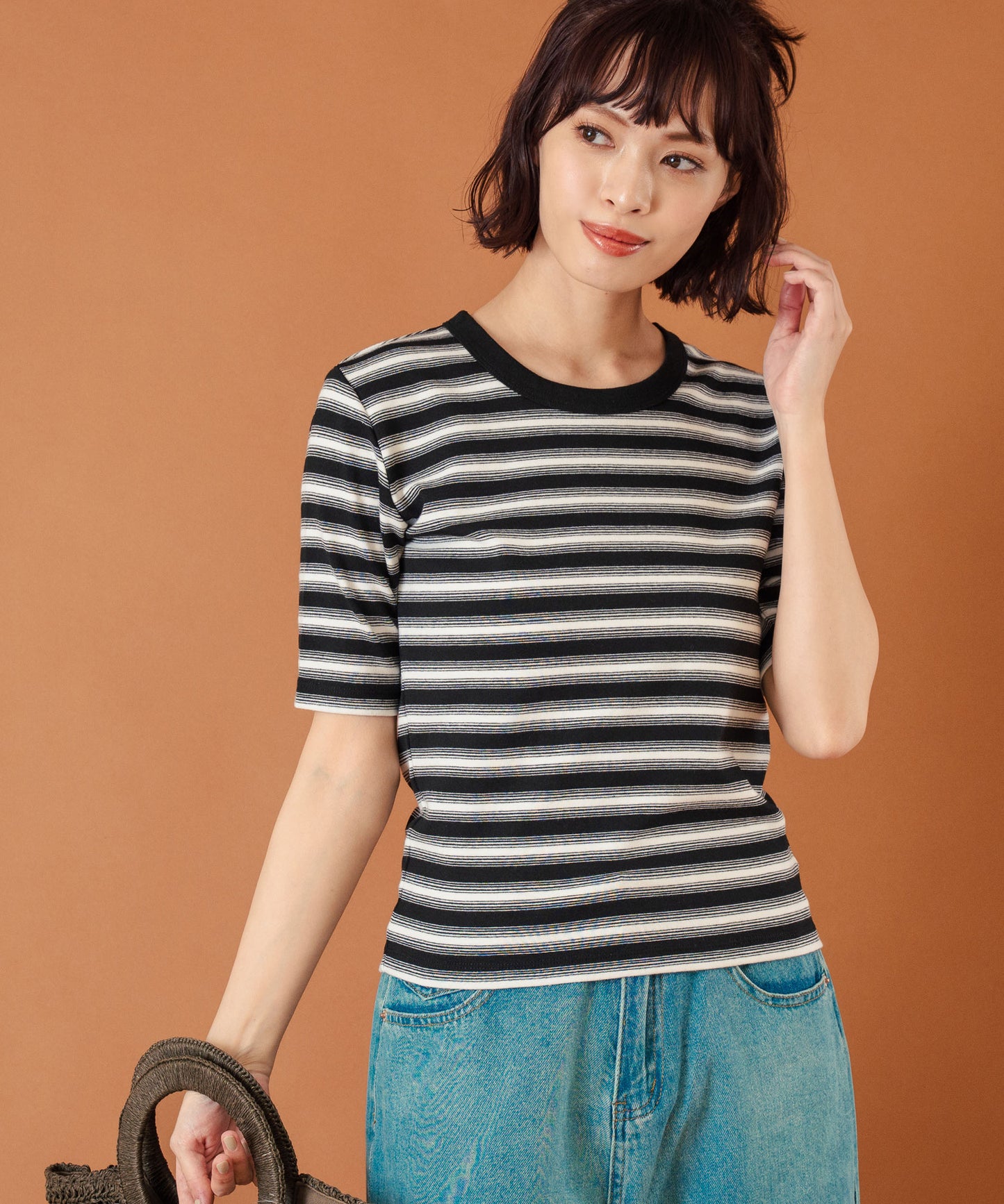ボーダー フライス コンパクト 半袖 Tシャツ 853-5976
