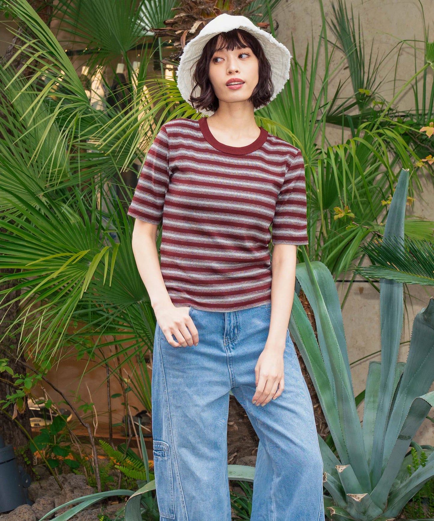 ボーダー フライス コンパクト 半袖 Tシャツ 853-5976