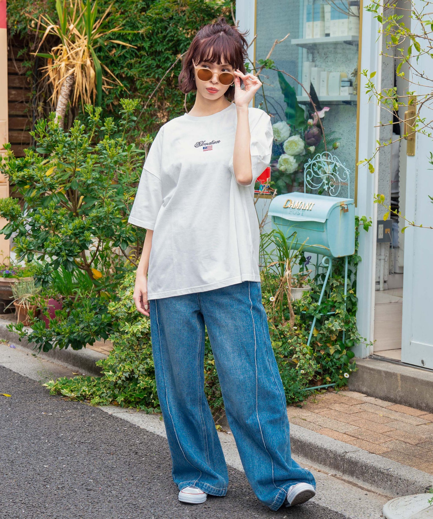 国旗 ロゴ ワンポイント 刺繍 ビッグ Tシャツ 853-5979