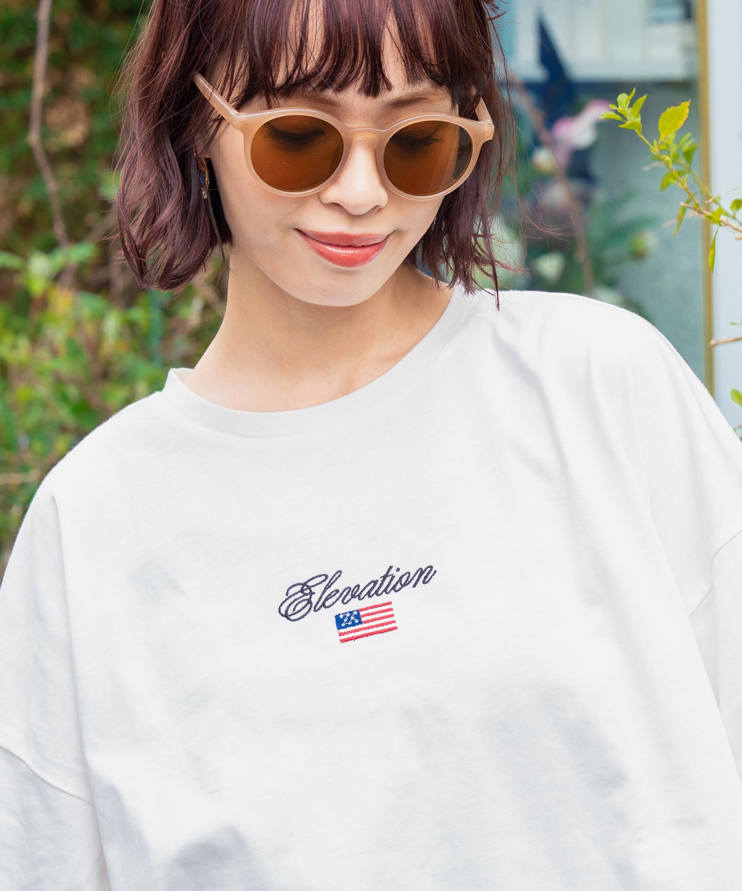 国旗 ロゴ ワンポイント 刺繍 ビッグ Tシャツ 853-5979
