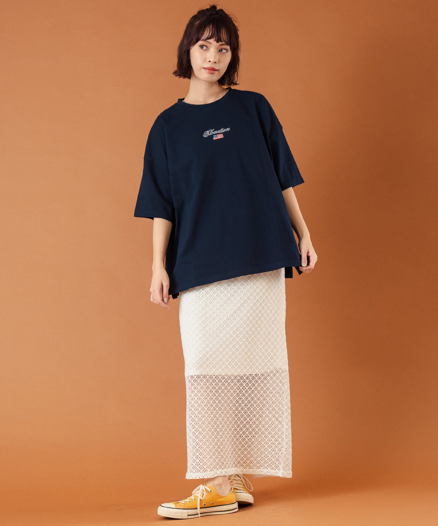 国旗 ロゴ ワンポイント 刺繍 ビッグ Tシャツ 853-5979