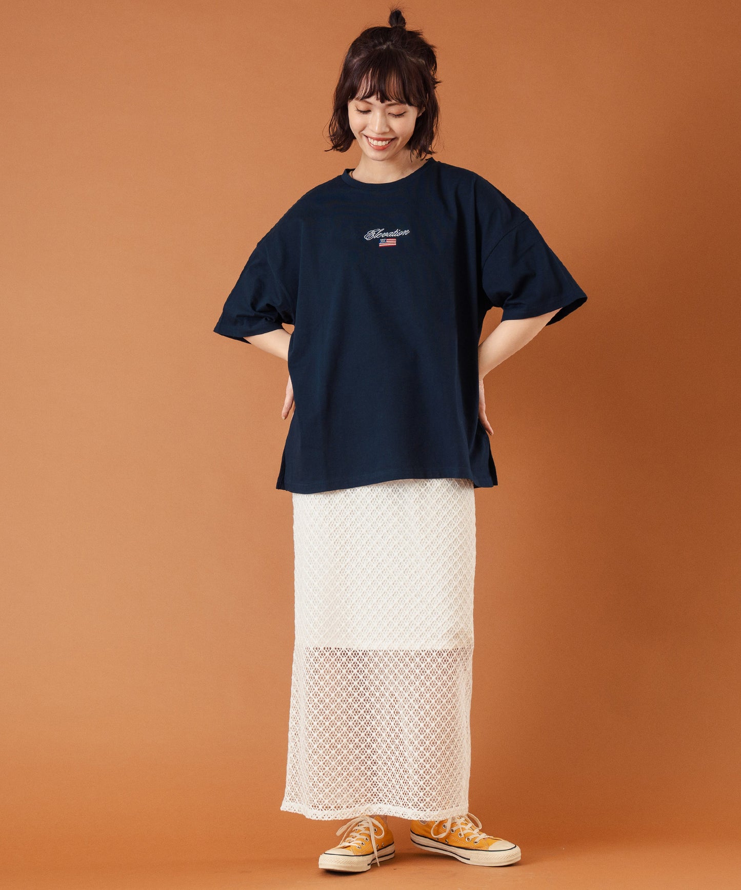 国旗 ロゴ ワンポイント 刺繍 ビッグ Tシャツ 853-5979