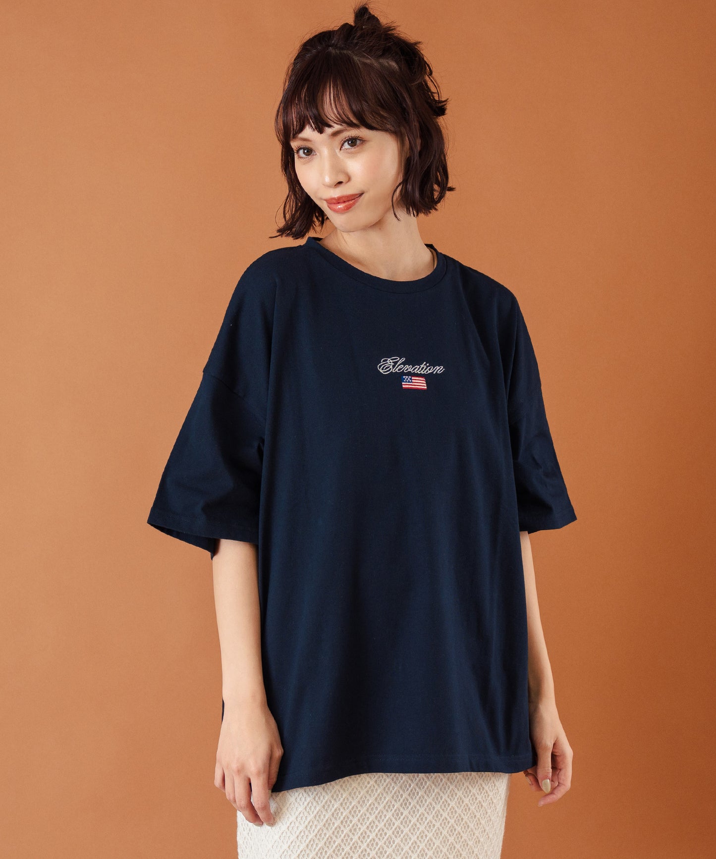 国旗 ロゴ ワンポイント 刺繍 ビッグ Tシャツ 853-5979