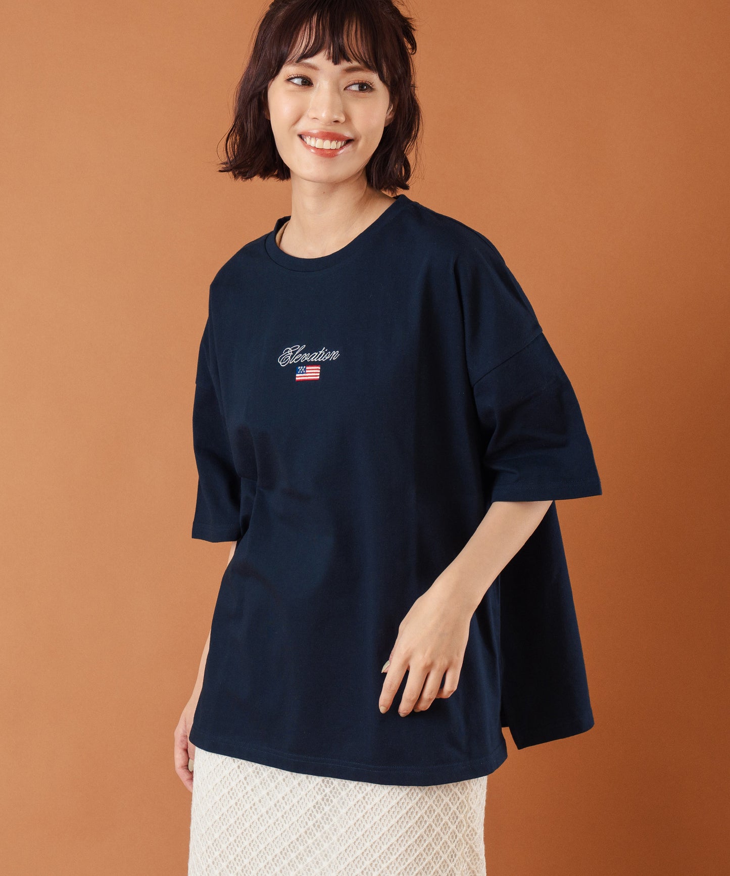 国旗 ロゴ ワンポイント 刺繍 ビッグ Tシャツ 853-5979