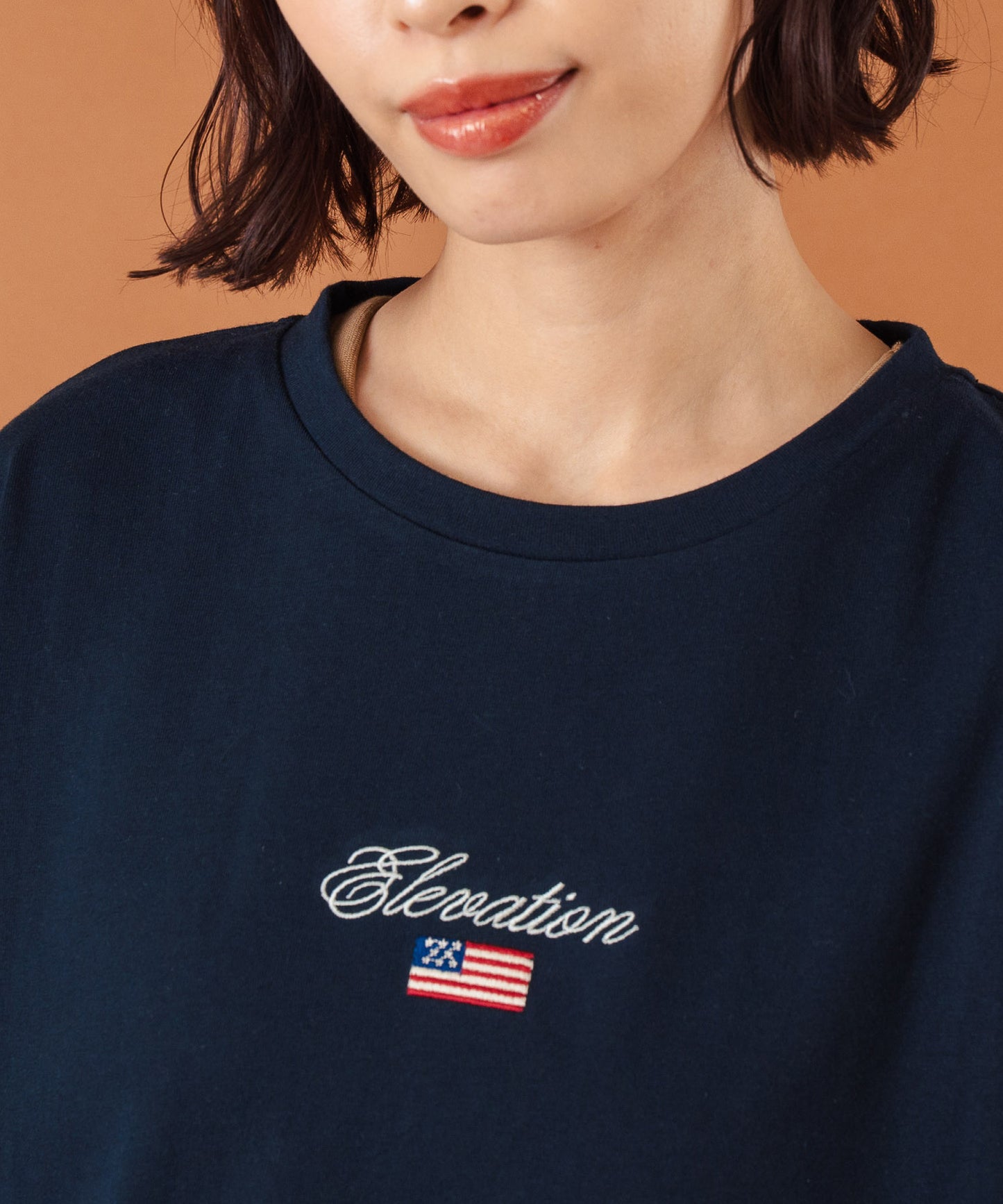 国旗 ロゴ ワンポイント 刺繍 ビッグ Tシャツ 853-5979