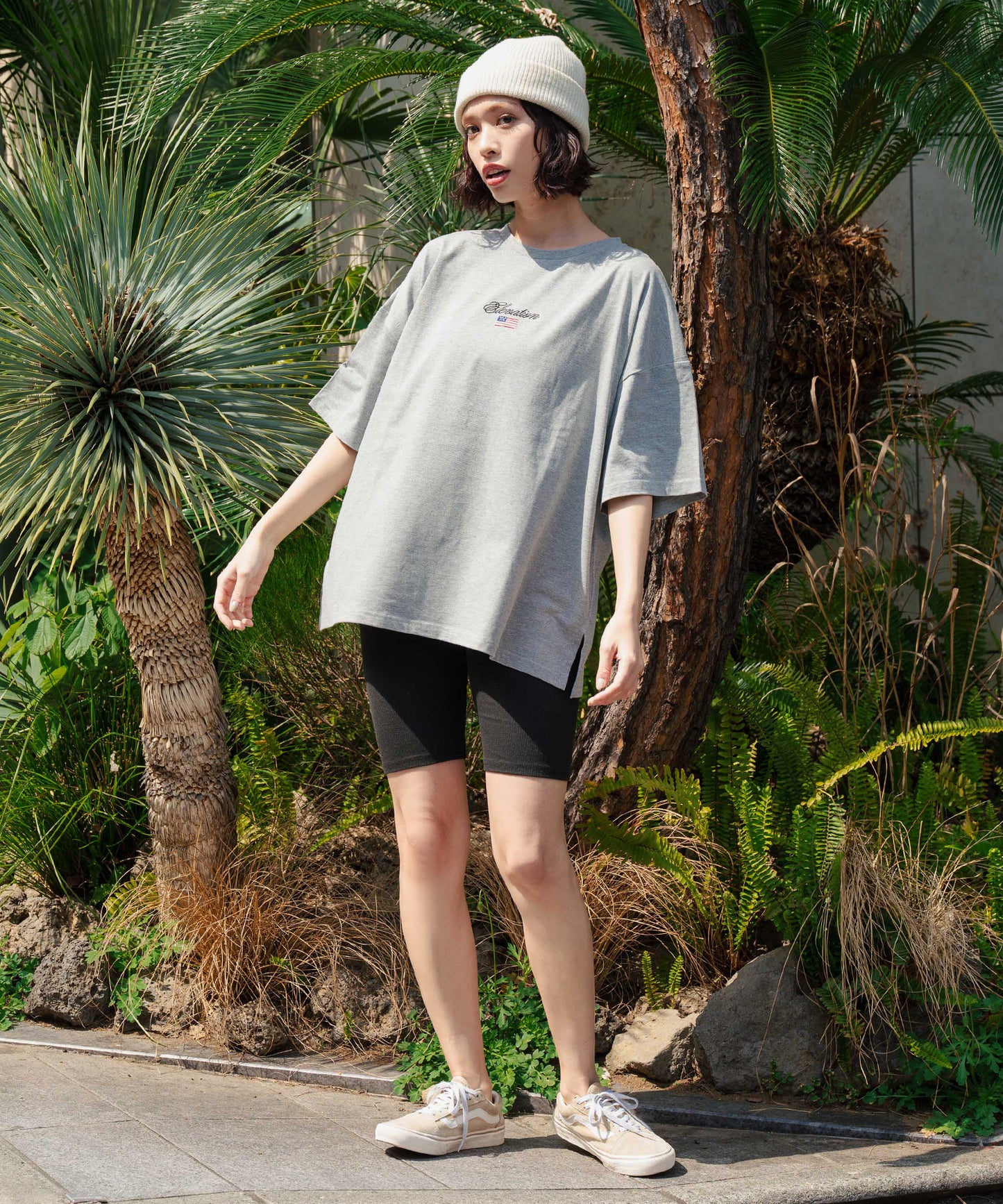 国旗 ロゴ ワンポイント 刺繍 ビッグ Tシャツ 853-5979