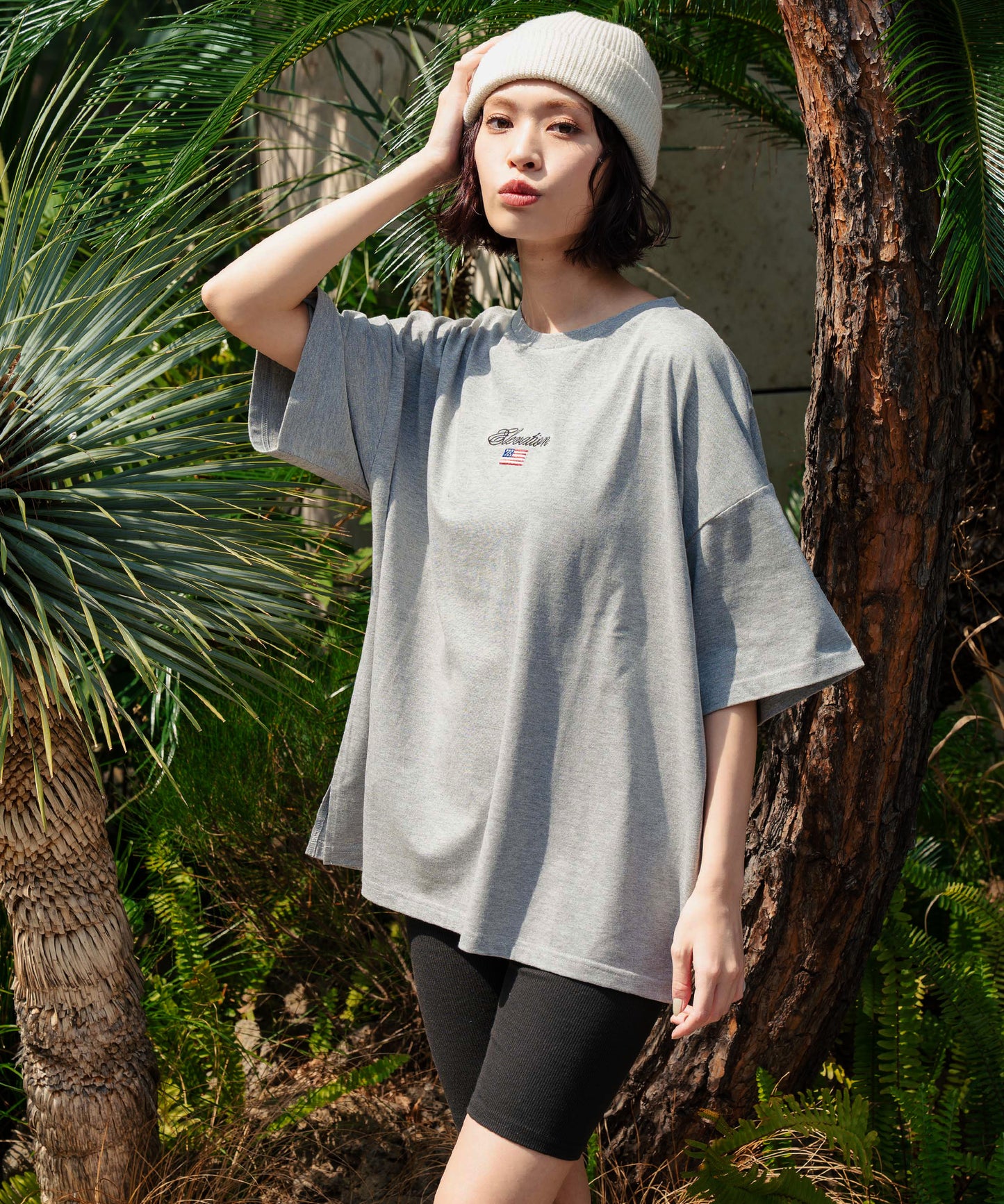 国旗 ロゴ ワンポイント 刺繍 ビッグ Tシャツ 853-5979