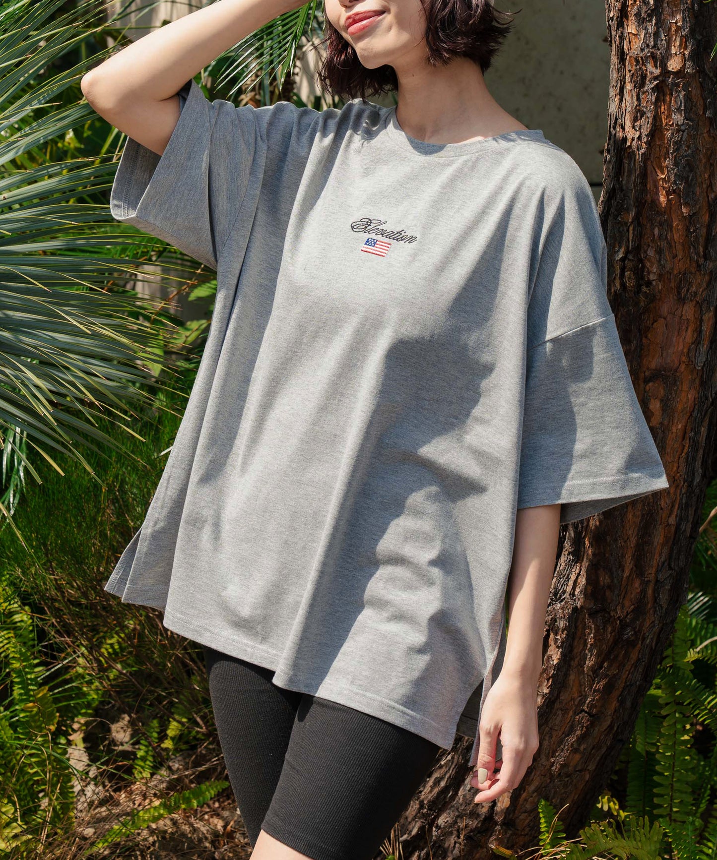 国旗 ロゴ ワンポイント 刺繍 ビッグ Tシャツ 853-5979