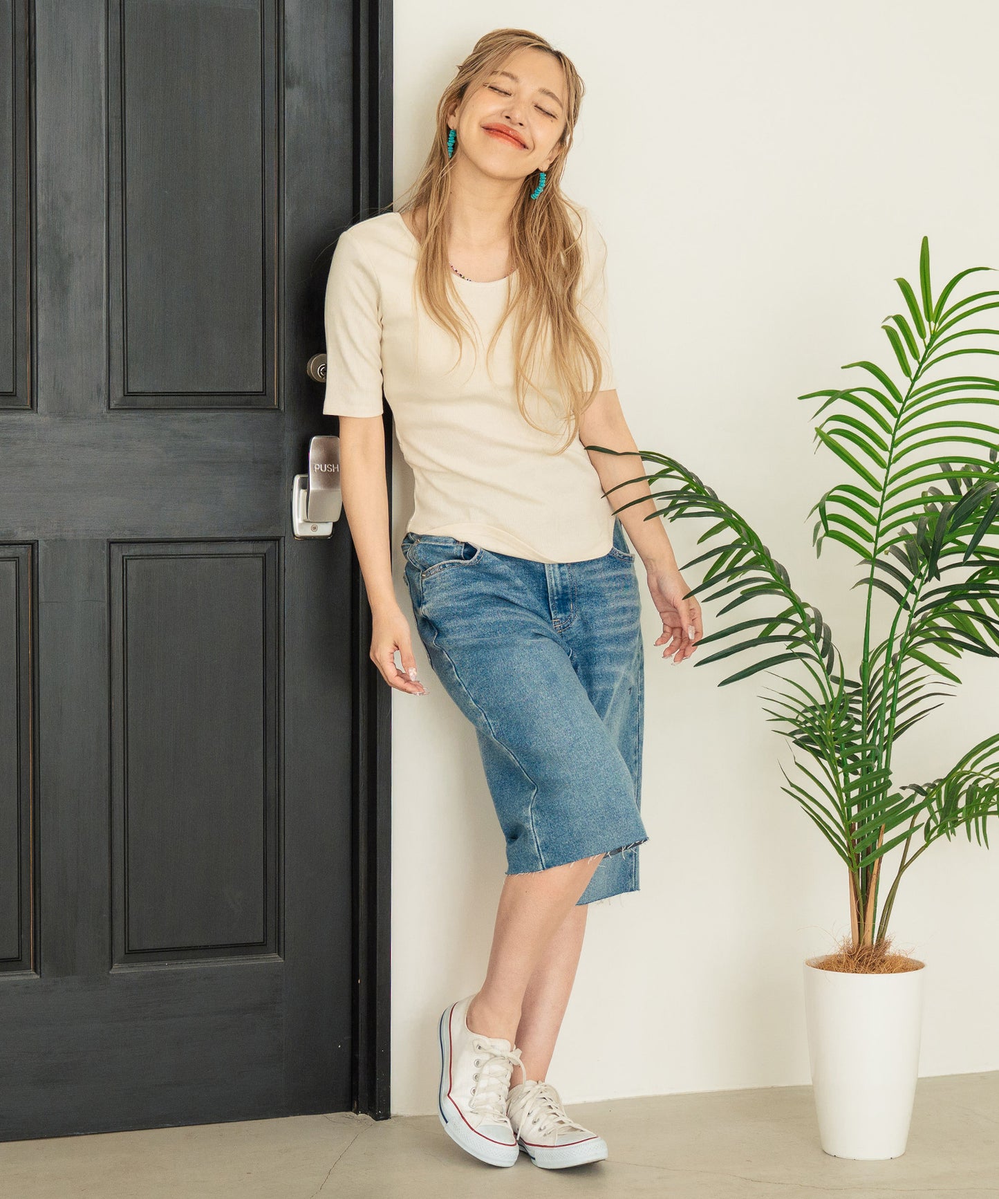 バックオープン テレコ リブ カップ付き 半袖 Tシャツ 853-6018