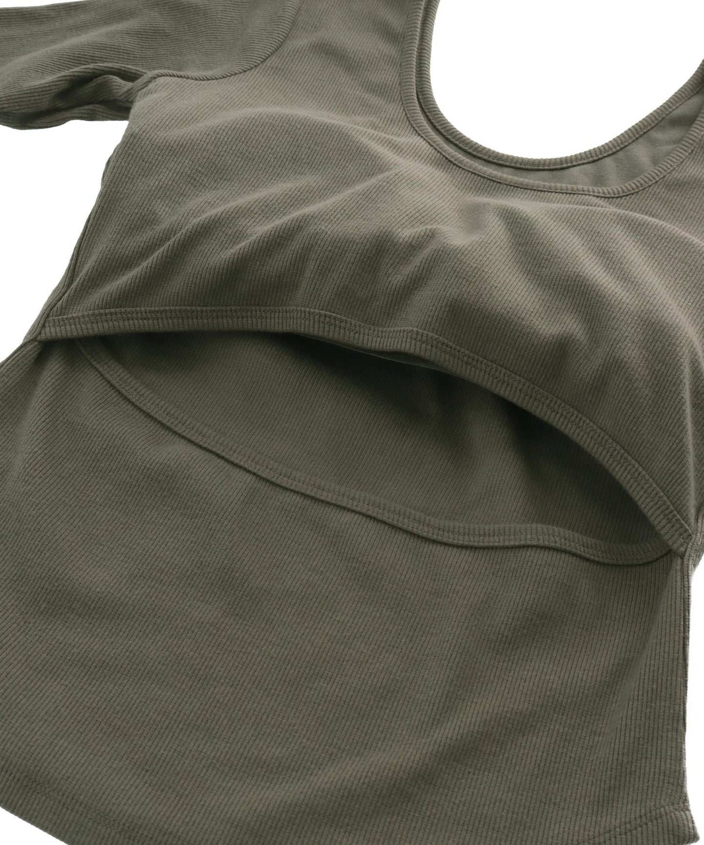 バックオープン テレコ リブ カップ付き 半袖 Tシャツ 853-6018