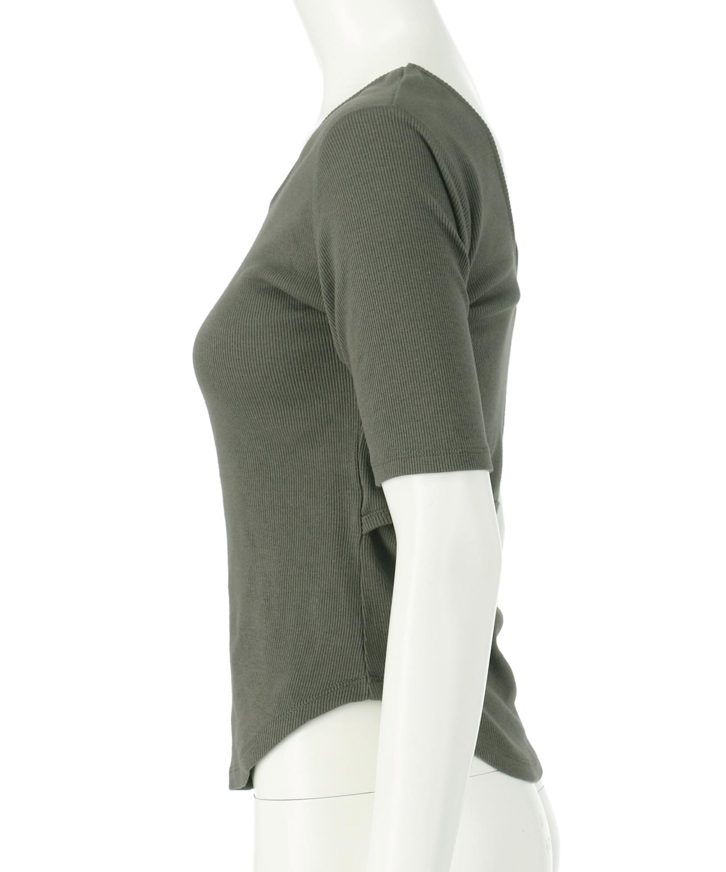 バックオープン テレコ リブ カップ付き 半袖 Tシャツ 853-6018