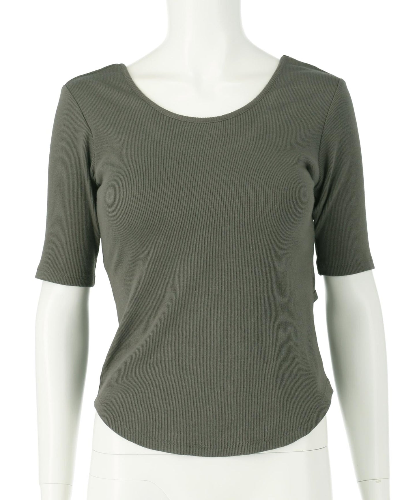 バックオープン テレコ リブ カップ付き 半袖 Tシャツ 853-6018