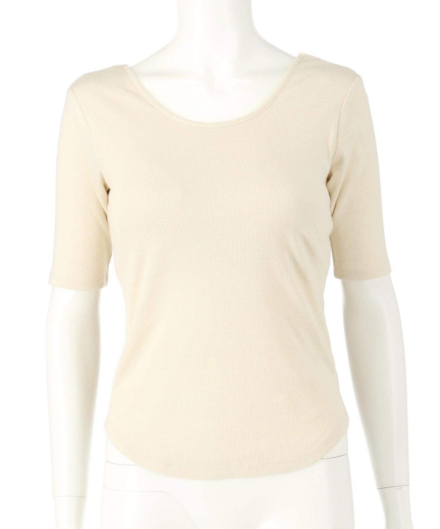 バックオープン テレコ リブ カップ付き 半袖 Tシャツ 853-6018