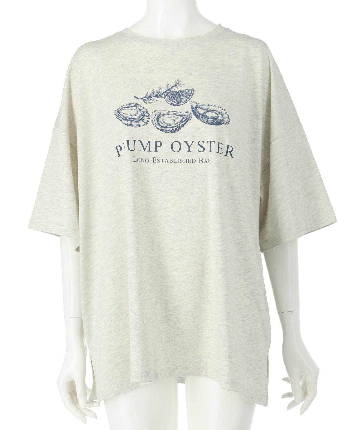 オイスター プリント 半袖 オーバーサイズ Tシャツ 853-6024