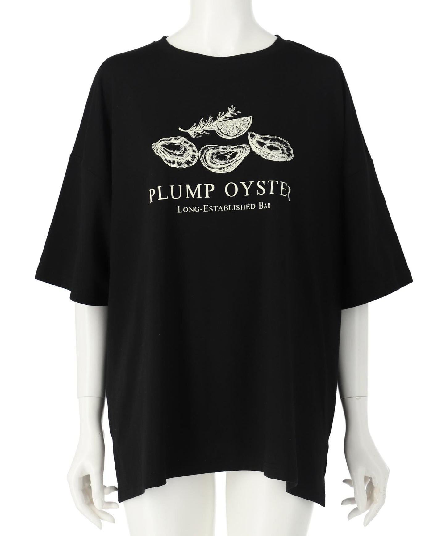 オイスター プリント 半袖 オーバーサイズ Tシャツ 853-6024