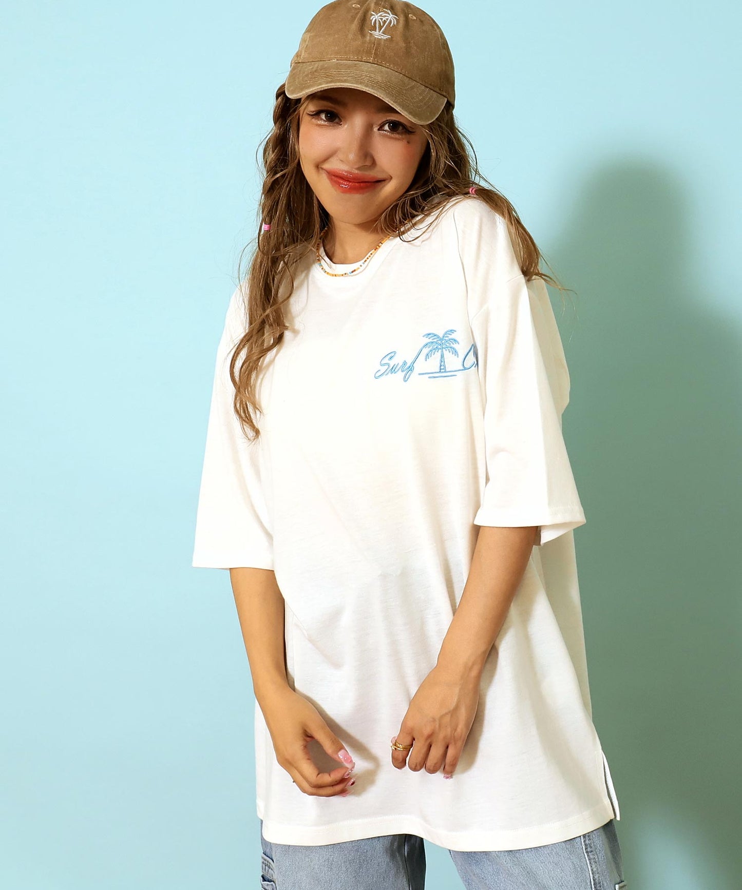 サーフ プレート メッセージ カラー ロゴ 刺繍 Tシャツ 853-6026