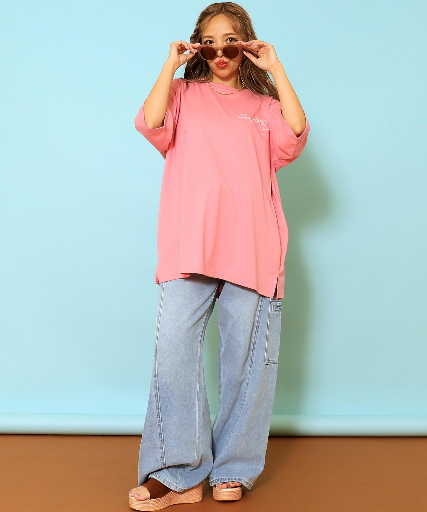 サーフ プレート メッセージ カラー ロゴ 刺繍 Tシャツ 853-6026