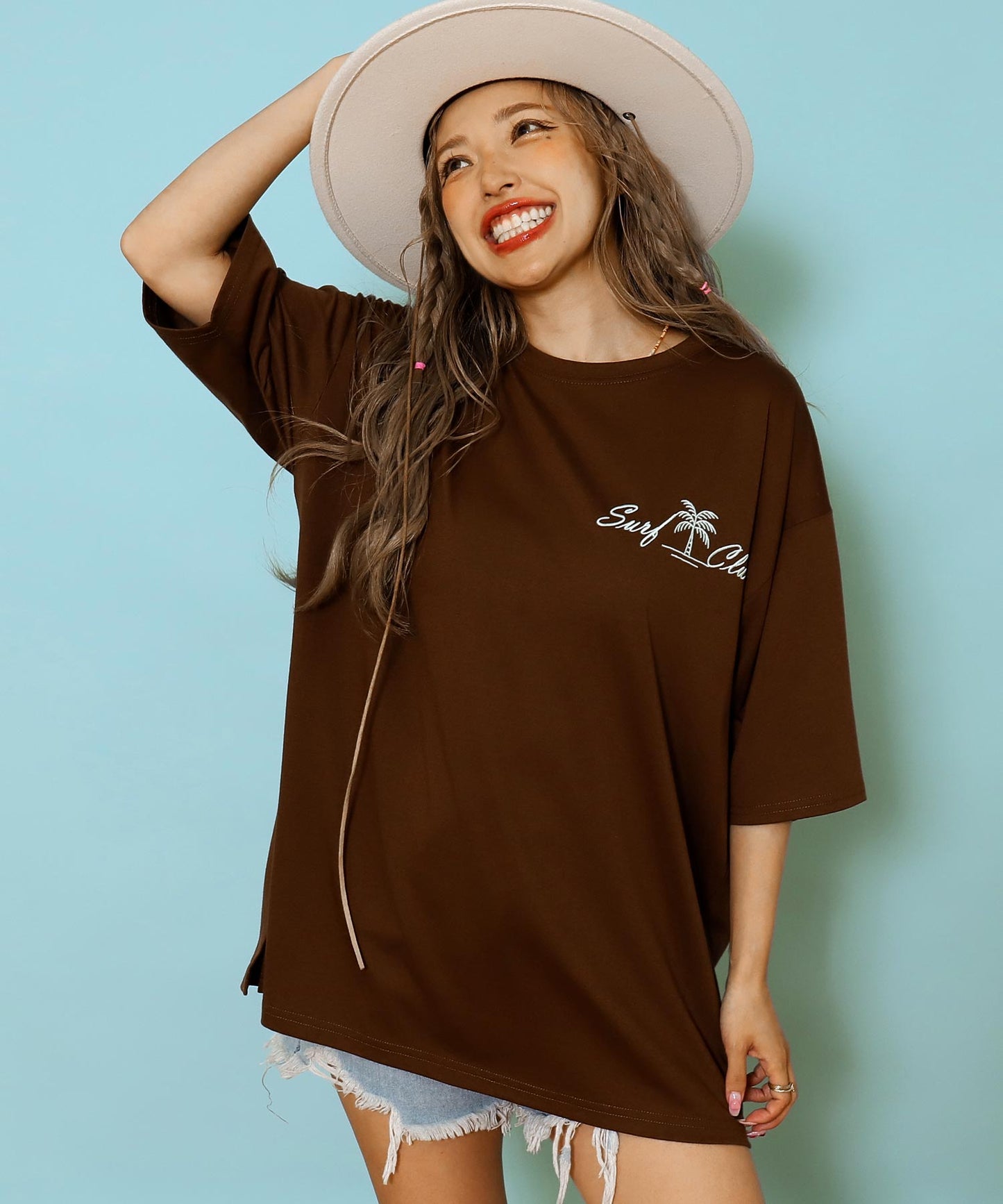 サーフ プレート メッセージ カラー ロゴ 刺繍 Tシャツ 853-6026