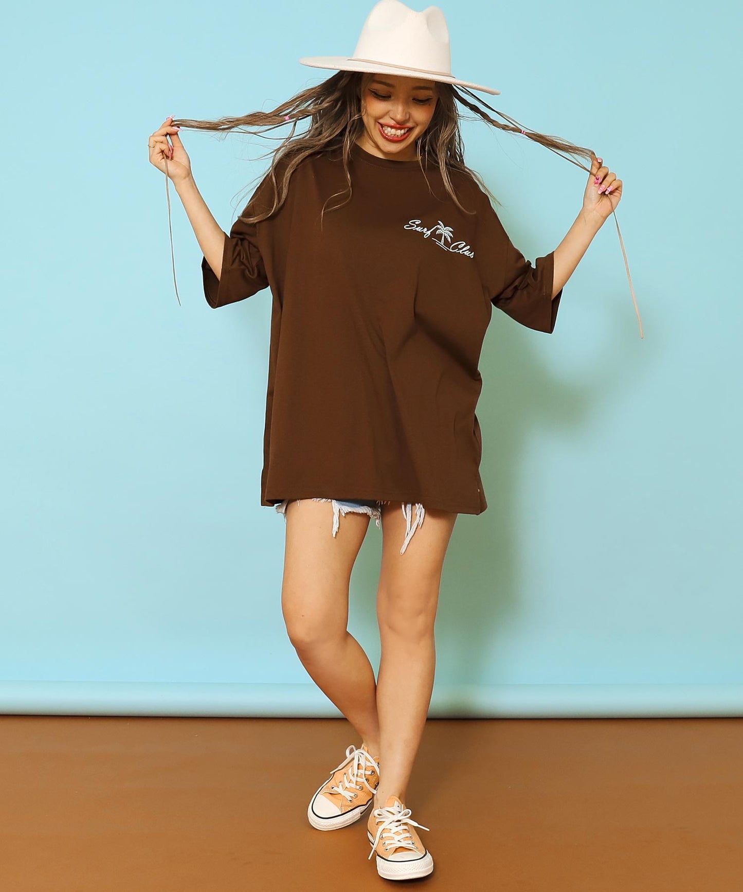 サーフ プレート メッセージ カラー ロゴ 刺繍 Tシャツ 853-6026