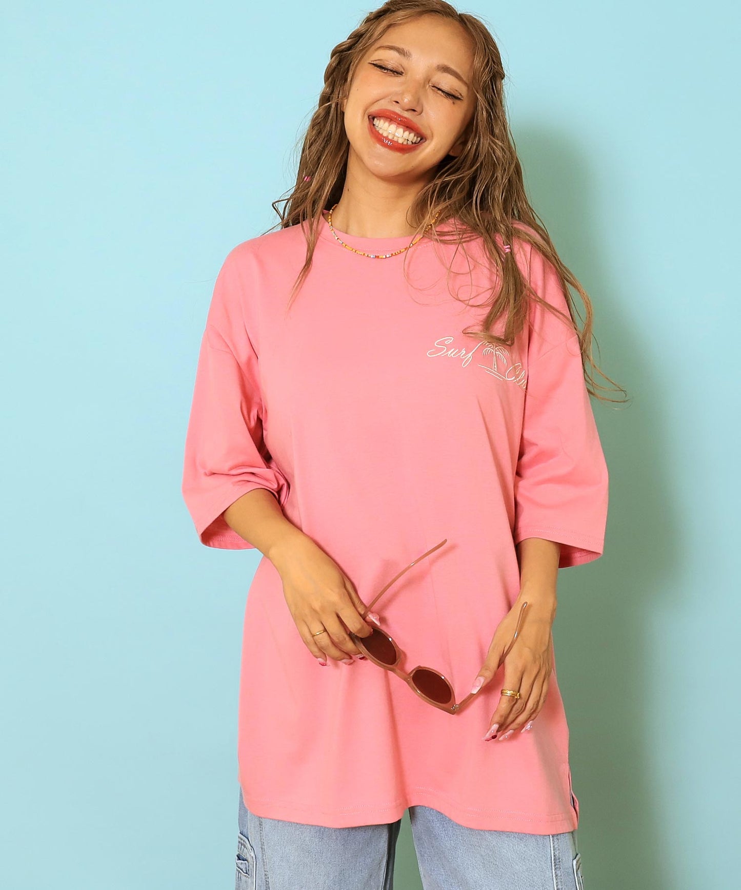 サーフ プレート メッセージ カラー ロゴ 刺繍 Tシャツ 853-6026