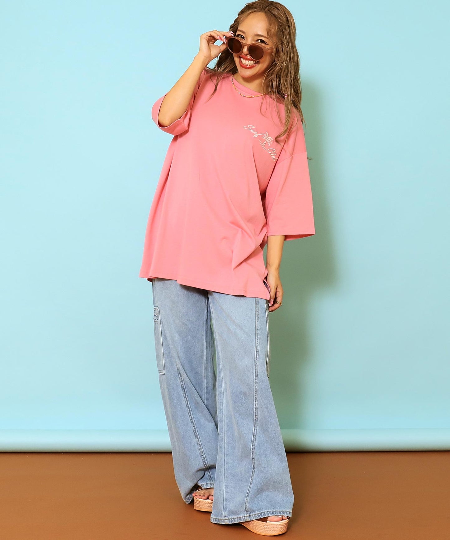 サーフ プレート メッセージ カラー ロゴ 刺繍 Tシャツ 853-6026