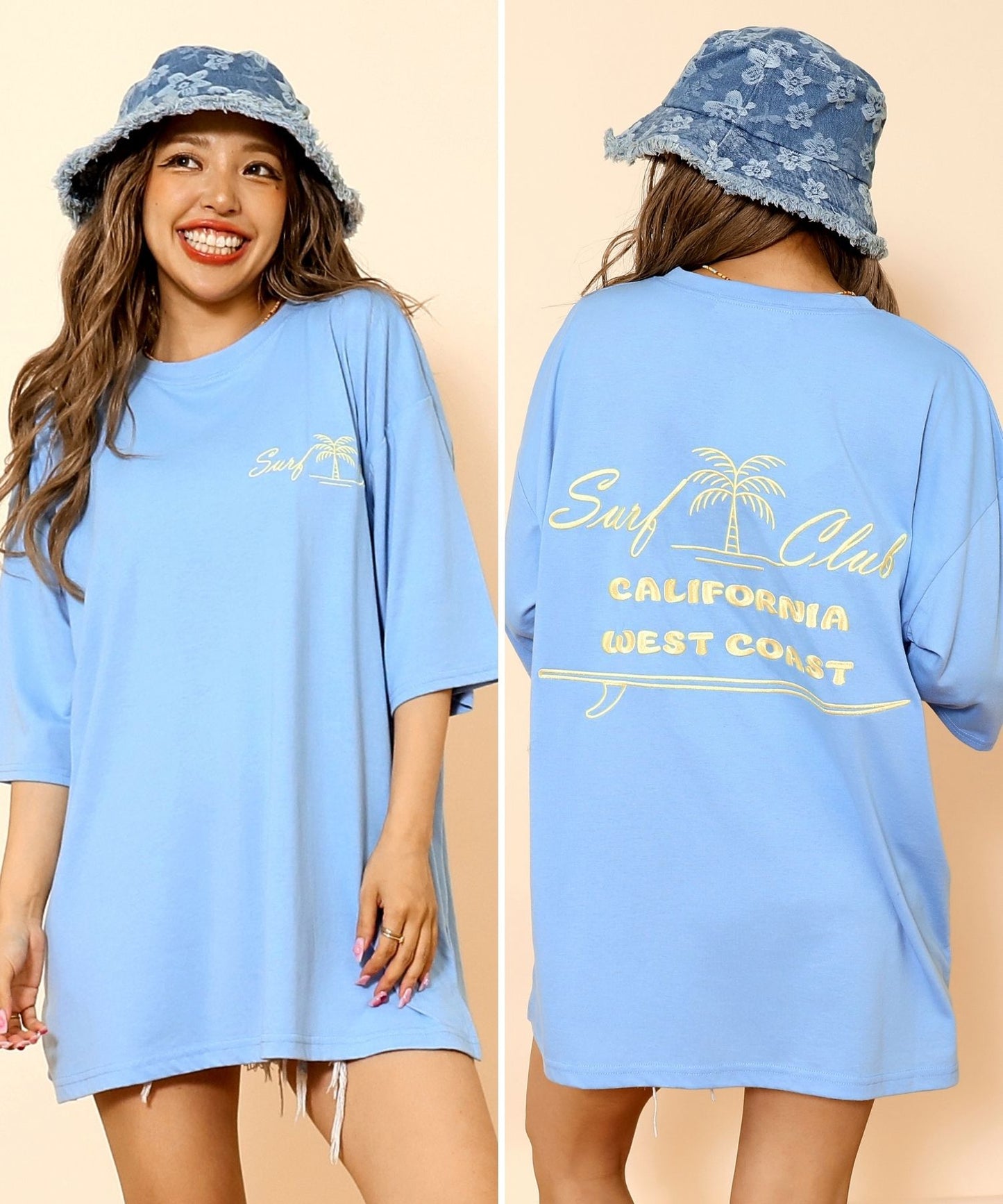 サーフ プレート メッセージ カラー ロゴ 刺繍 Tシャツ 853-6026