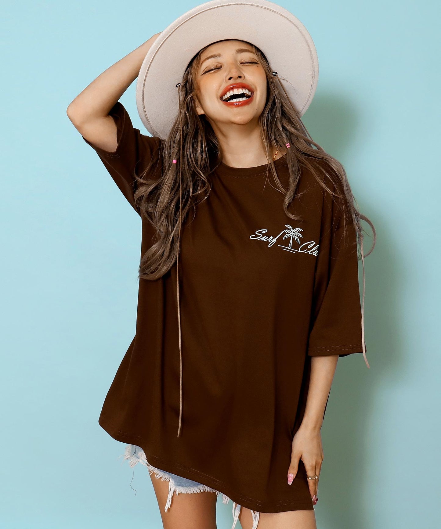 サーフ プレート メッセージ カラー ロゴ 刺繍 Tシャツ 853-6026
