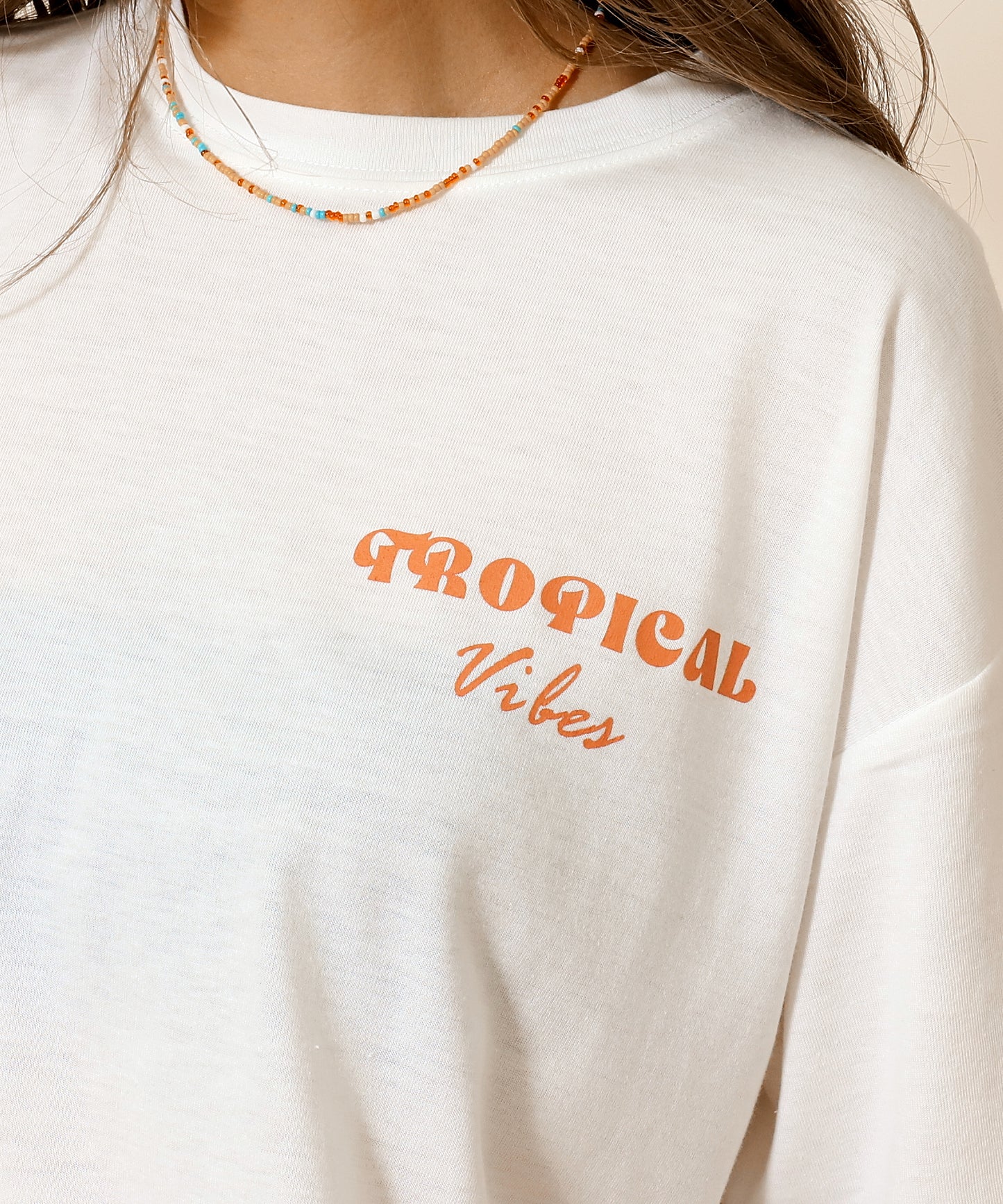 カラー パームツリー プリント オーバーサイズ Tシャツ 853-6027