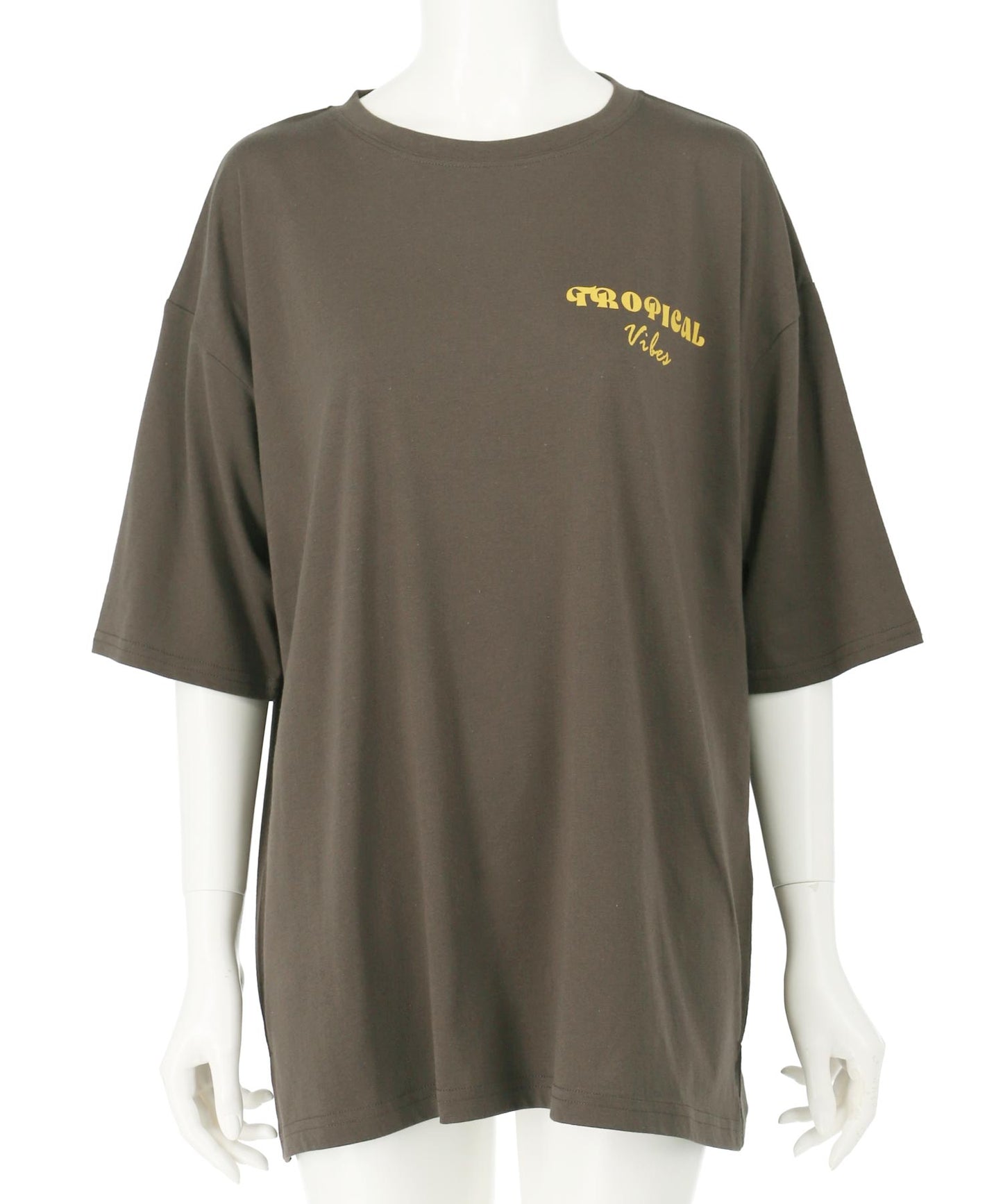 カラー パームツリー プリント オーバーサイズ Tシャツ 853-6027