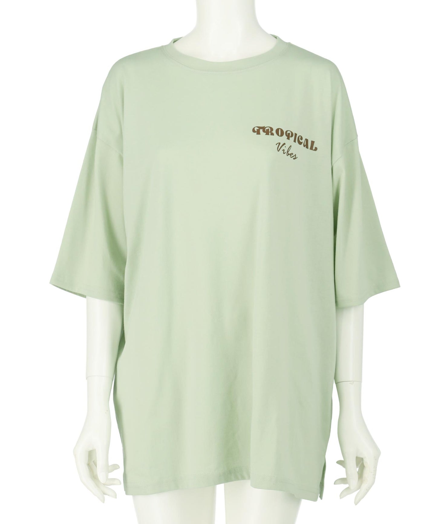 カラー パームツリー プリント オーバーサイズ Tシャツ 853-6027