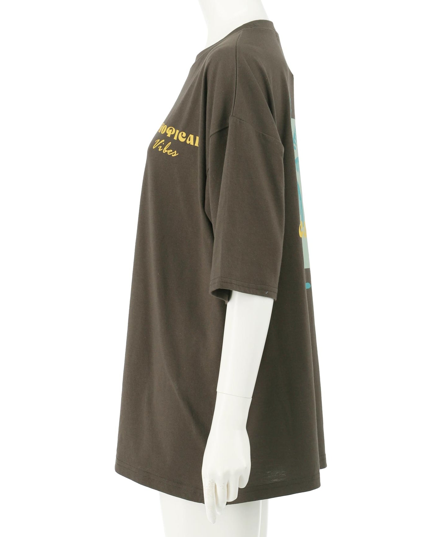 カラー パームツリー プリント オーバーサイズ Tシャツ 853-6027